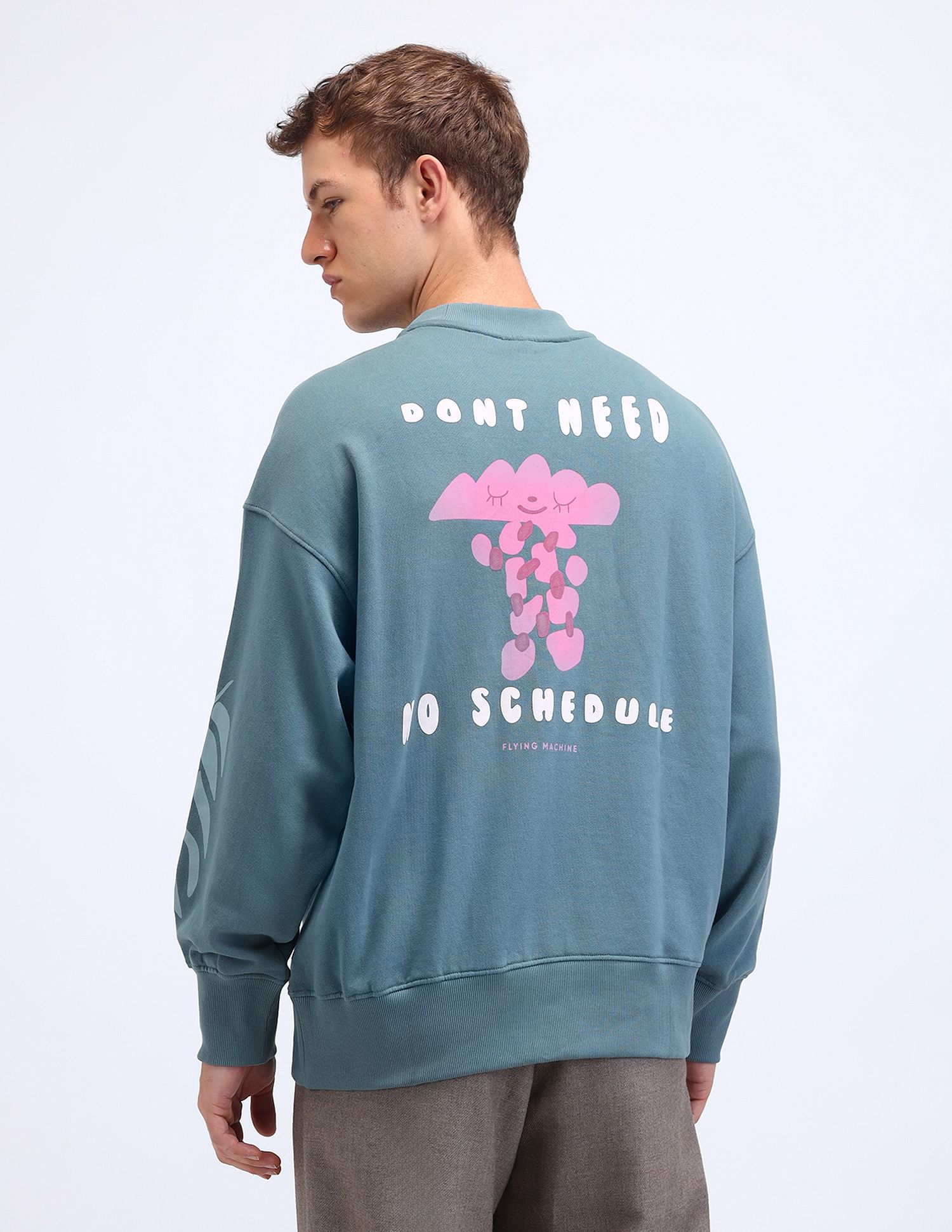Flying Machine Oversized Fit Graphic Printed Sweatshirt