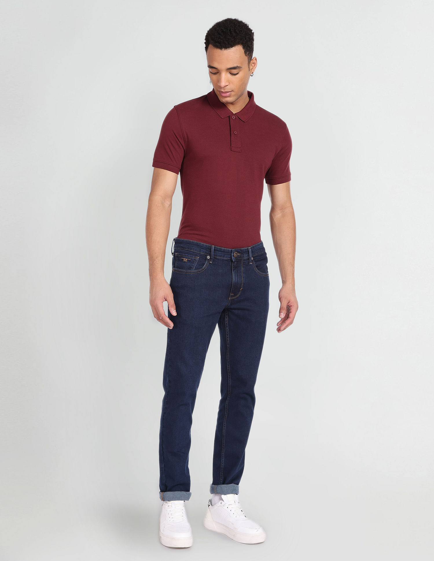 Flying Machine Short Sleeve Solid Polo Shirt