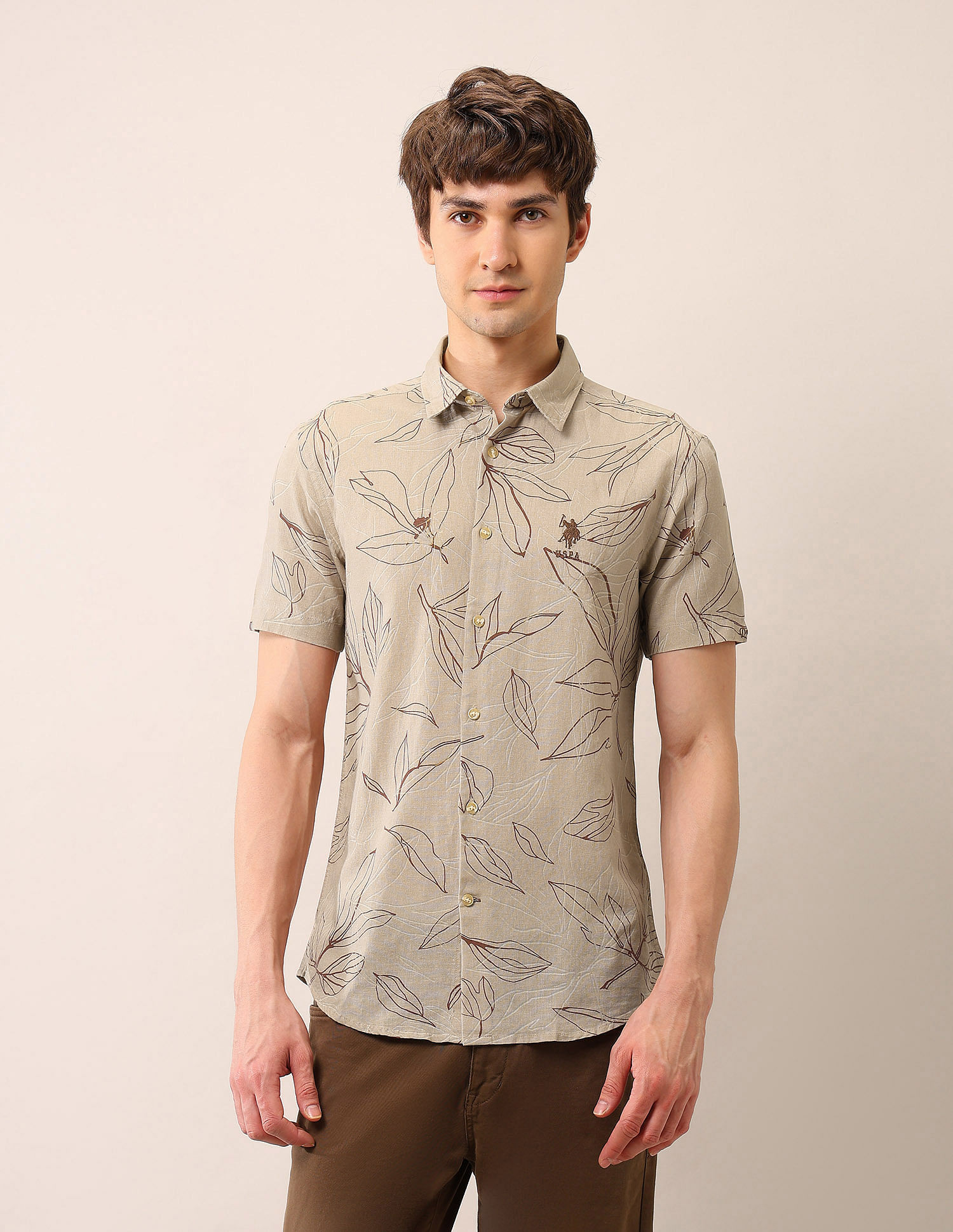 U.S. Polo Assn. Denim Co. Tropical Printed Regular Fit Shirt