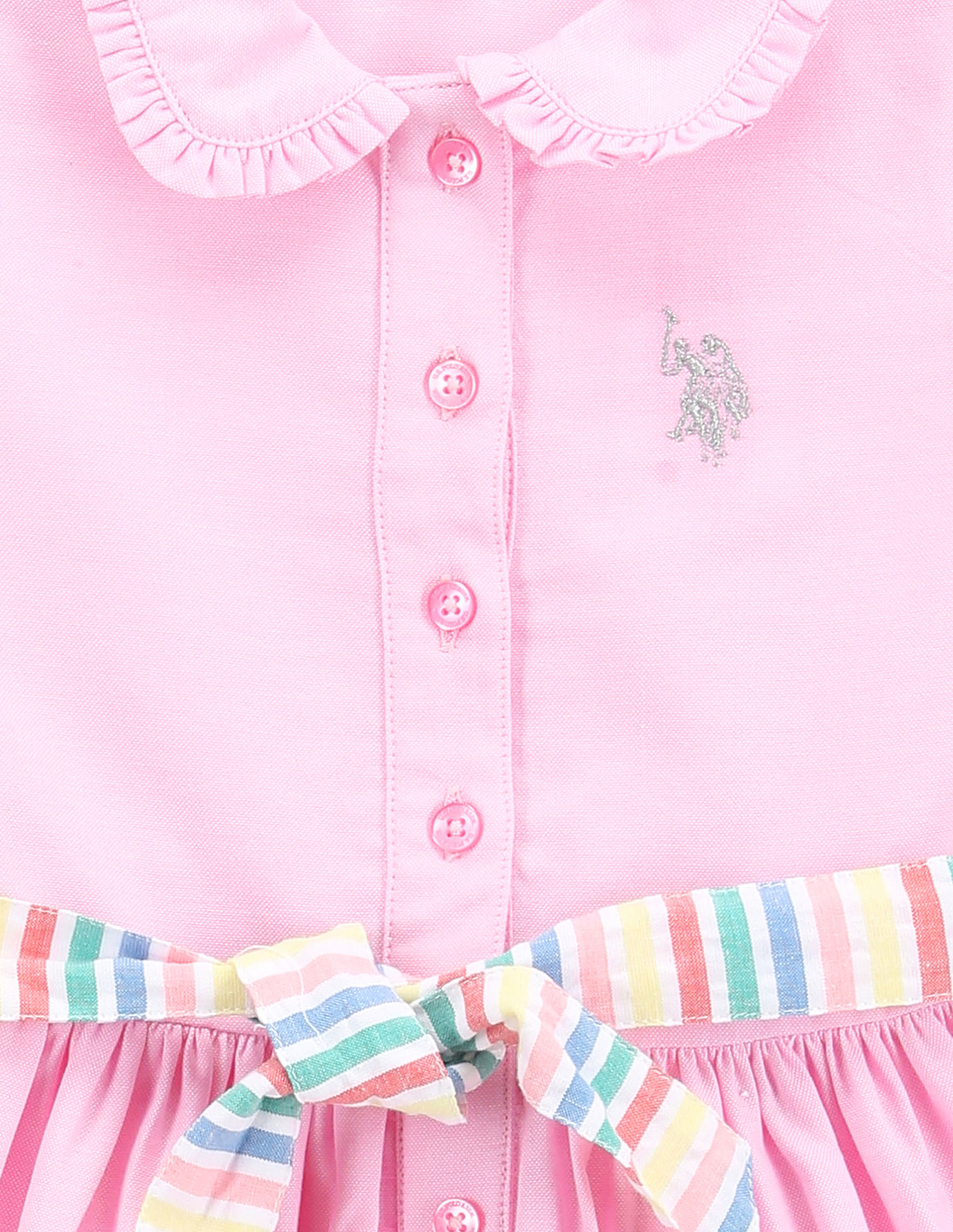 U.S. Polo Assn. Kids Girls Peter Pan Collar Oxford Dress