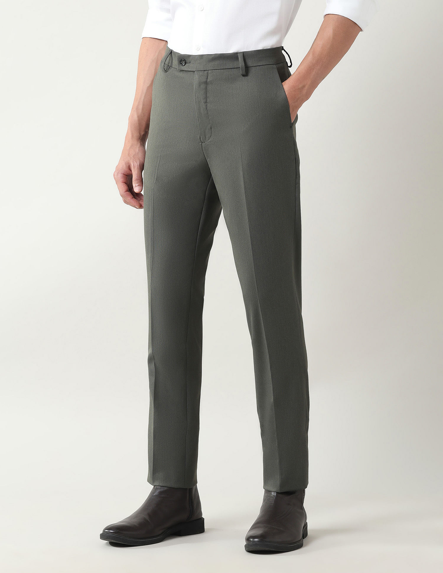 Arrow Slim Fit Solid Trousers
