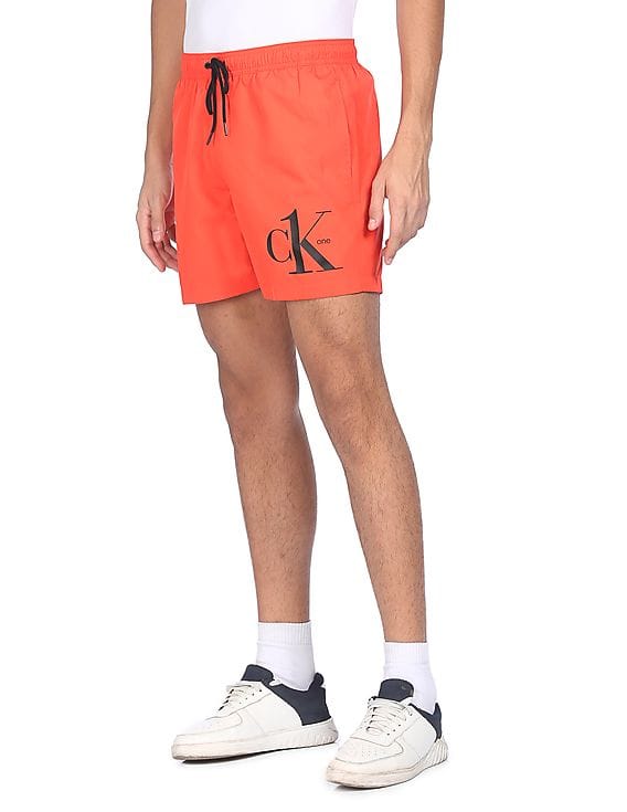 Buy Calvin Klein Underwear Men Orange Mid Rise Solid Shorts