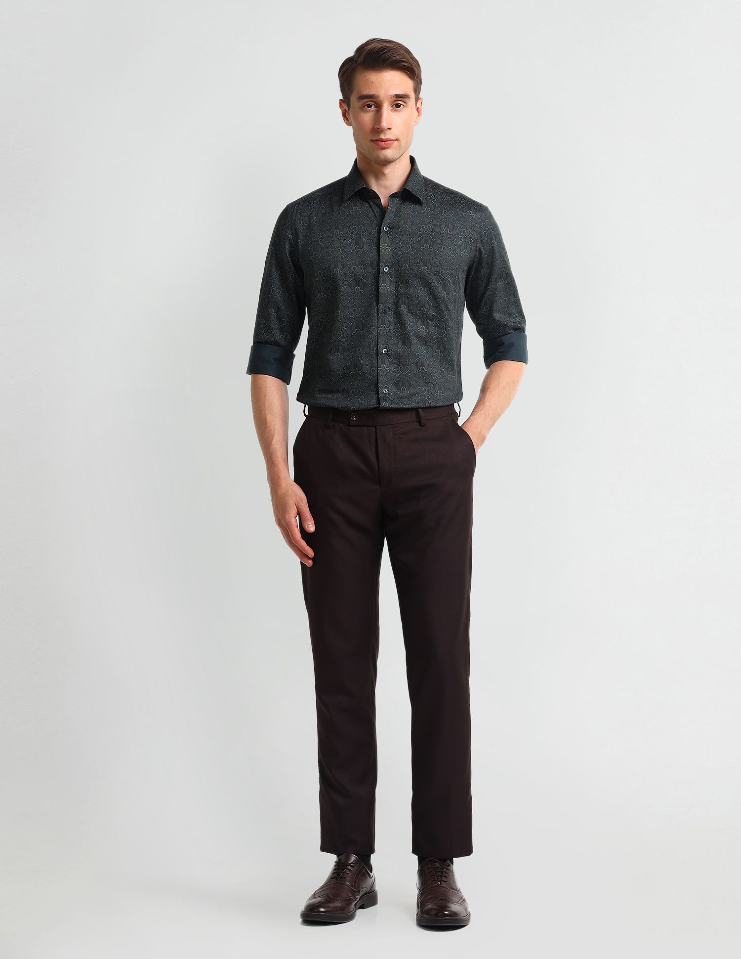 Arrow Manhattan Slim Fit All-over Print Shirt