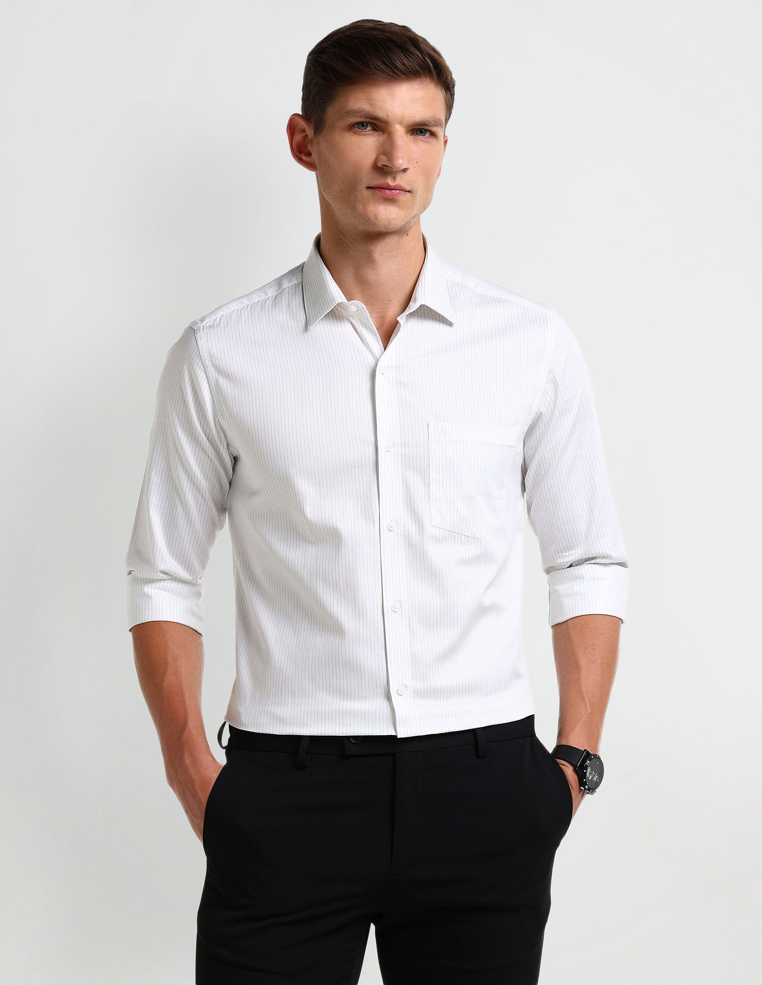Arrow Manhattan Slim Pinstriped Shirt