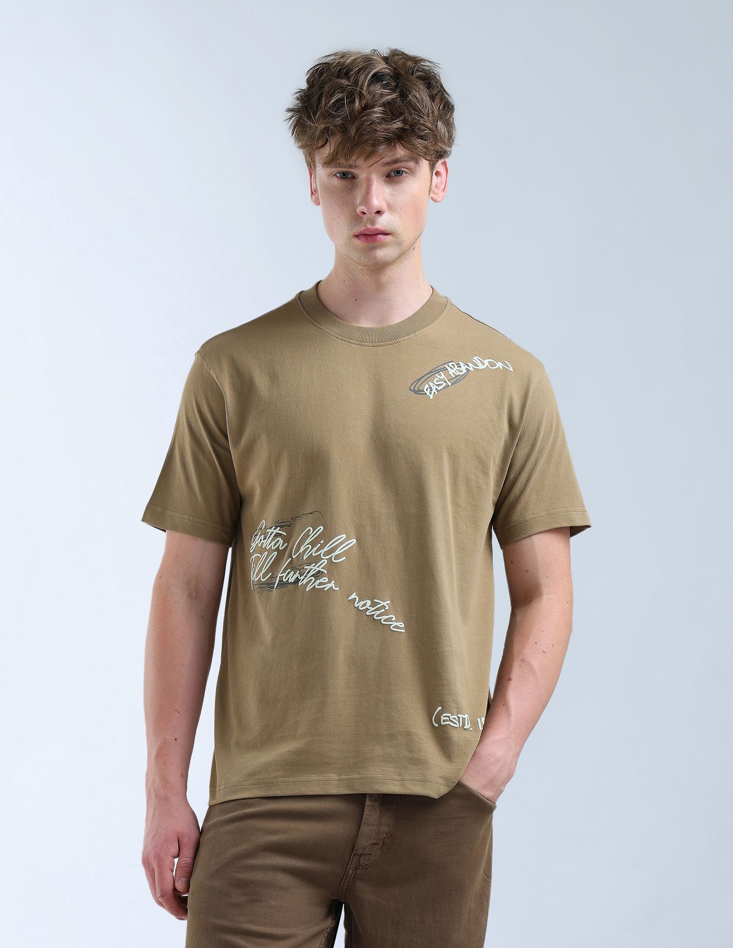 Flying Machine Relaxed Fit Typographic Printed T-Shirt