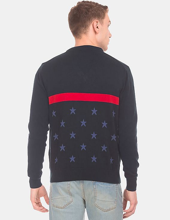 U.S. Polo Assn. Star Pattern V- Neck Sweater