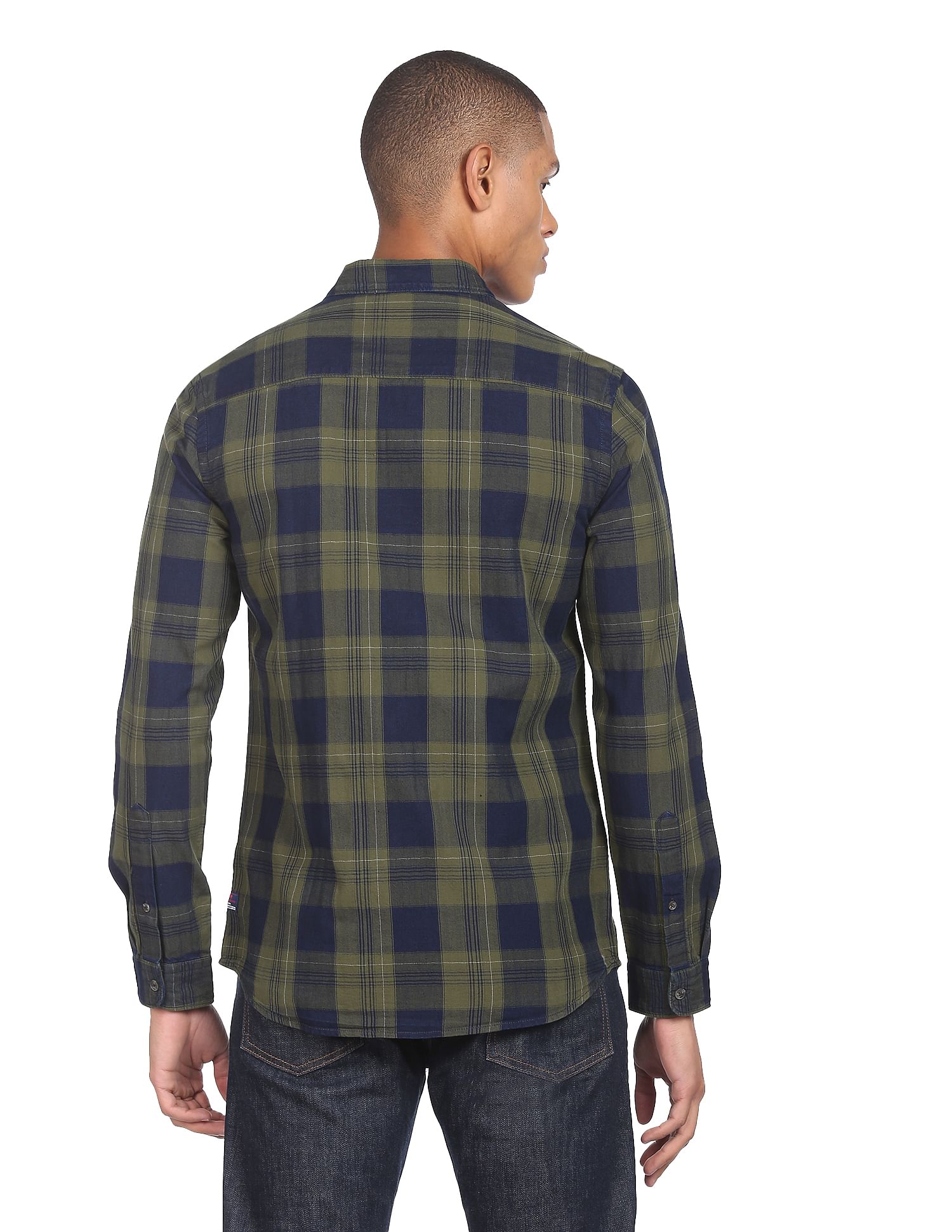 Flying Machine Button-Down Collar Plaid Check Shirt
