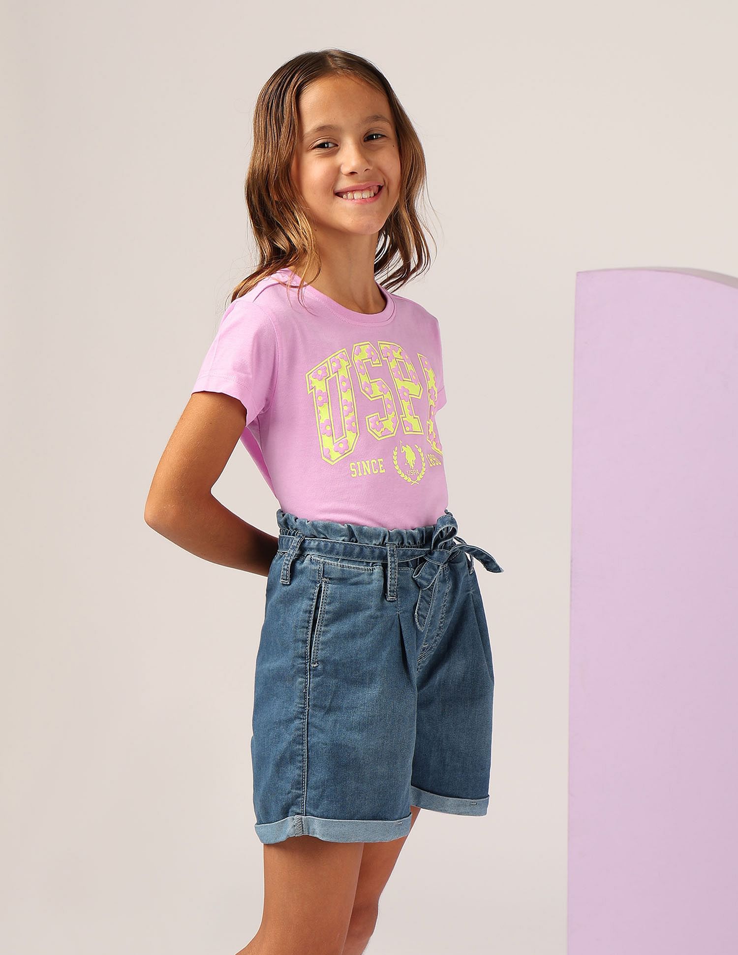 U.S. Polo Assn. Kids Girls Puff Print Relaxed Fit T-Shirt