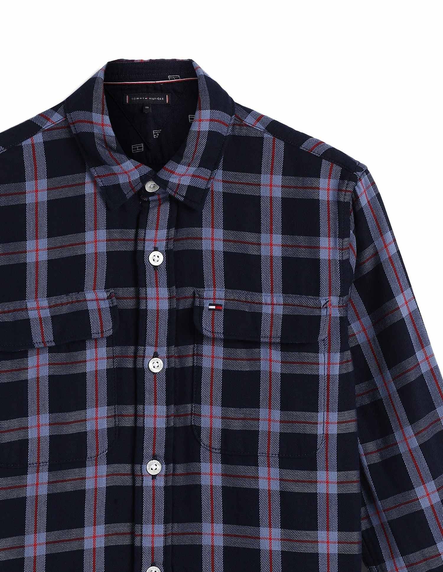 Tommy Hilfiger Boys Blue Plaid Checked Shirt