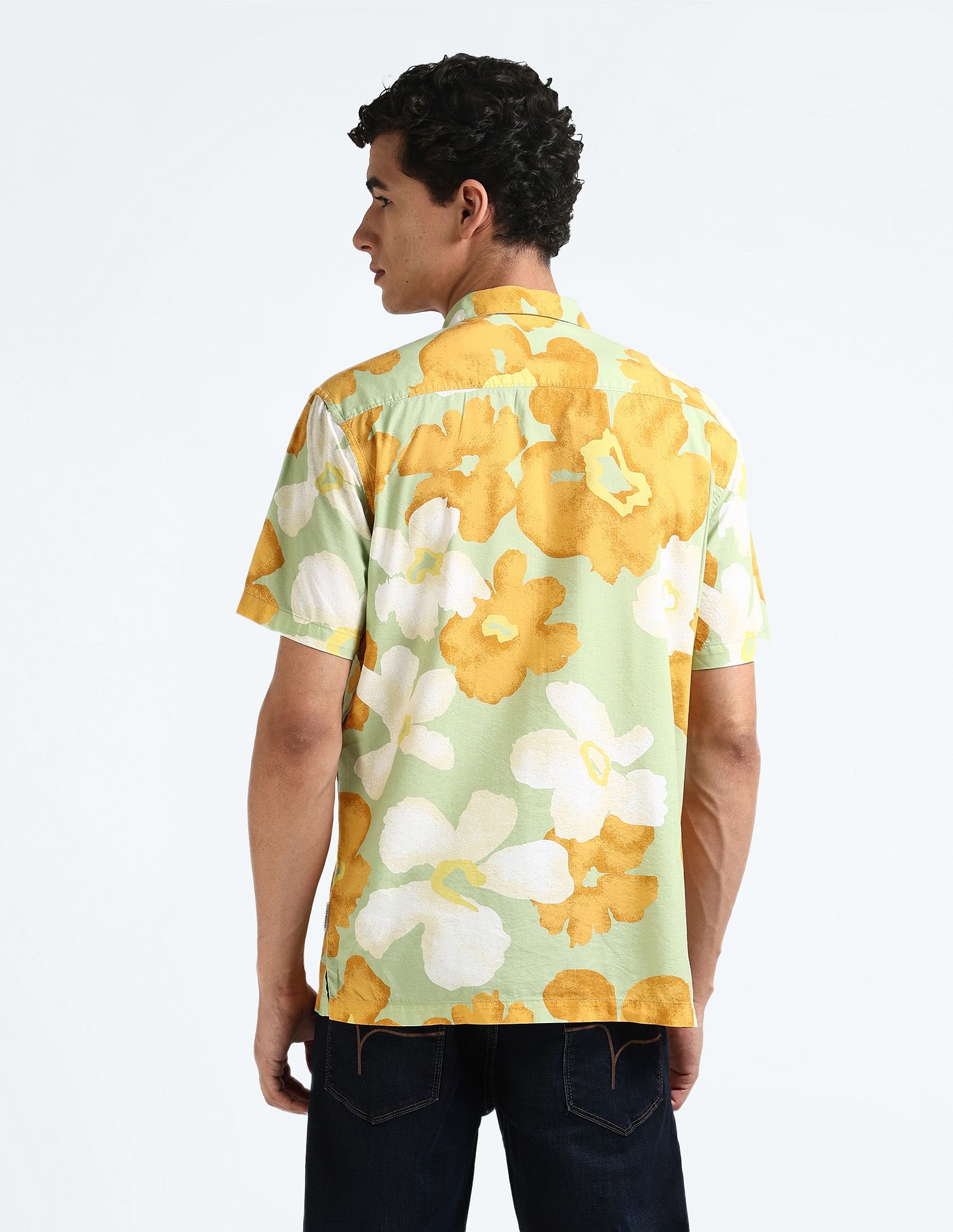 Flying Machine Spread Collar Floral Print Shirt