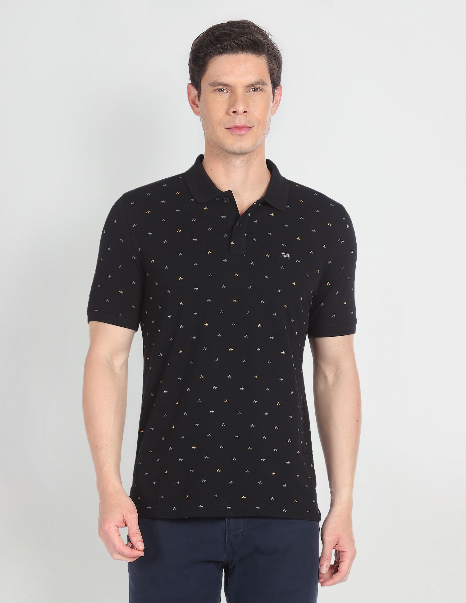 Arrow Sports Compact Cotton Logo Print Polo Shirt