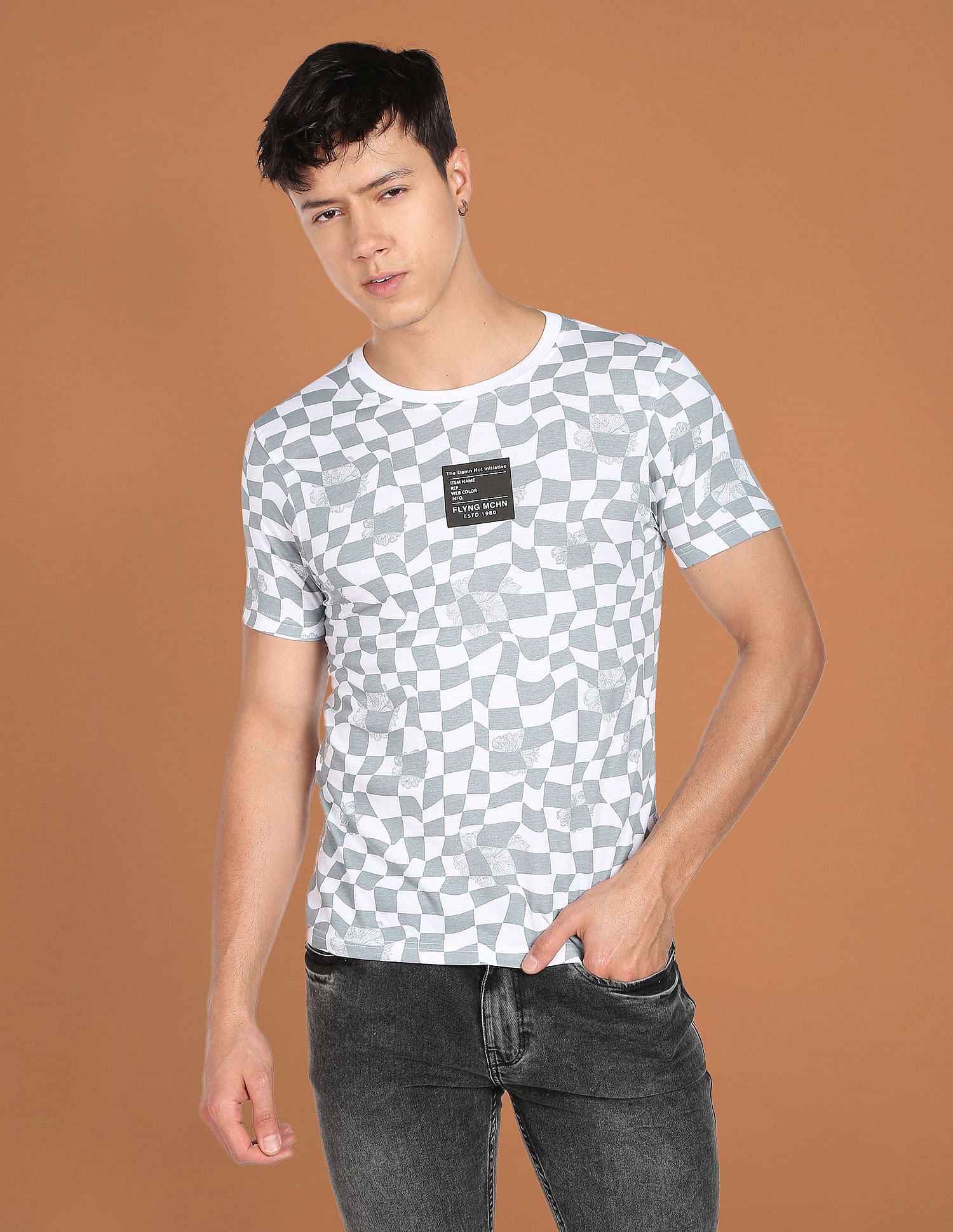 Flying Machine Crew Neck Printed T-Shirt