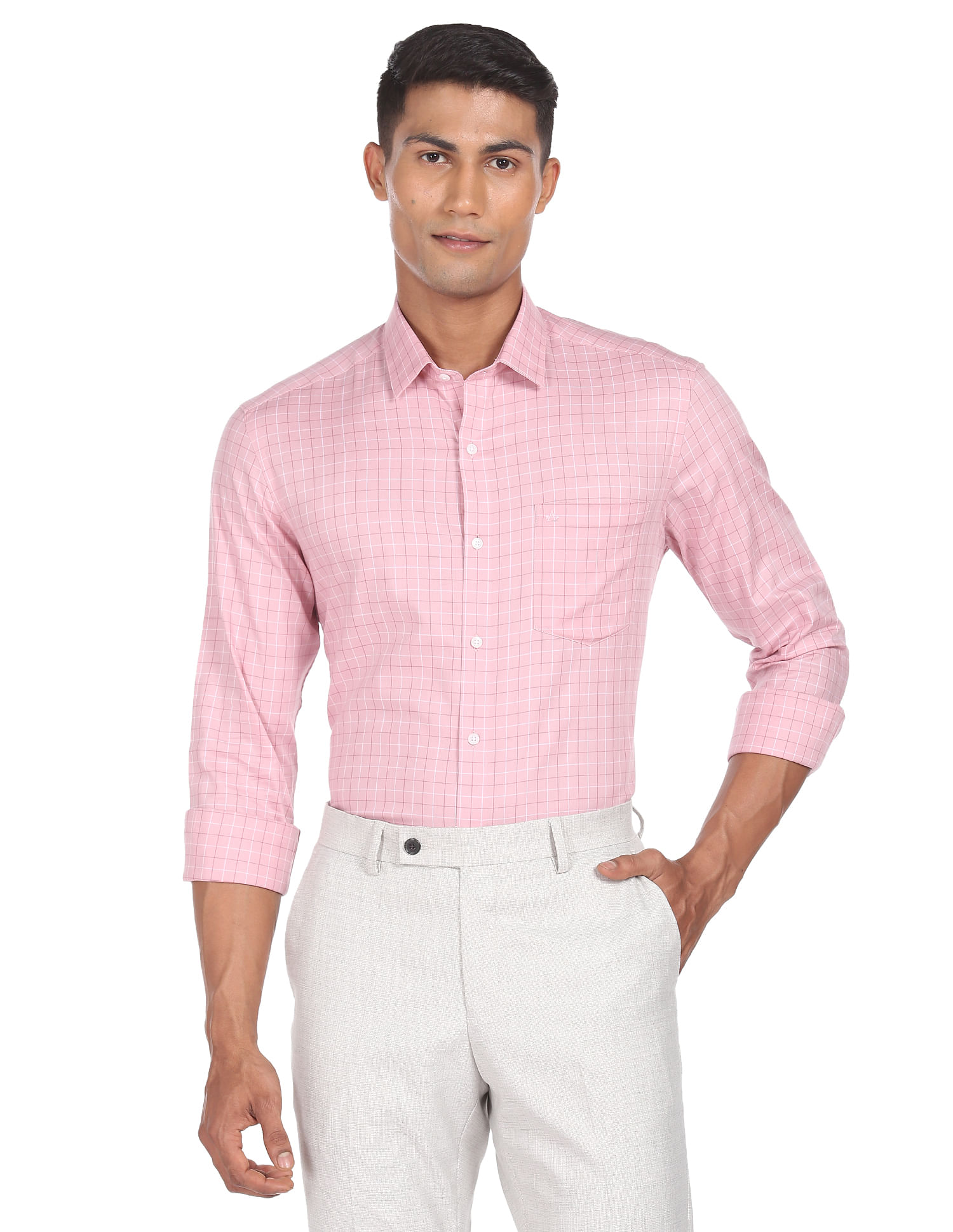 Arrow Manhattan Slim Fit Grid Tattersall Check Shirt