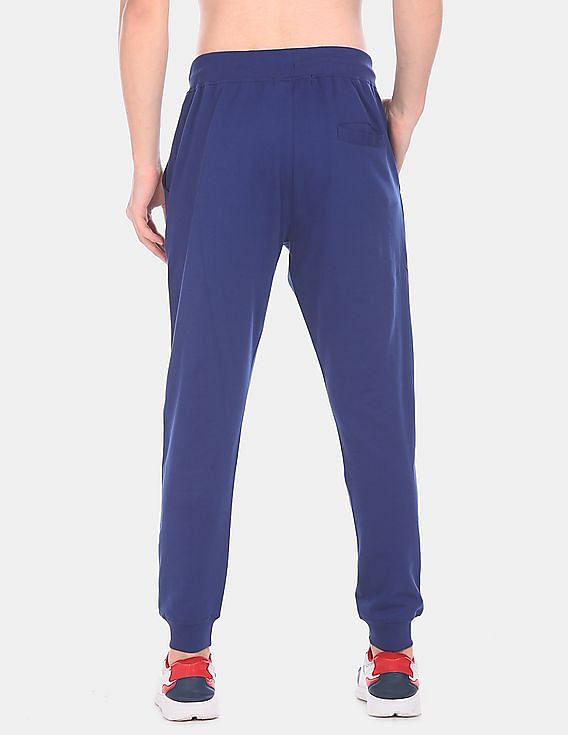 Flying Machine Men Blue Elasticized Drawstring Waist Printed Joggers