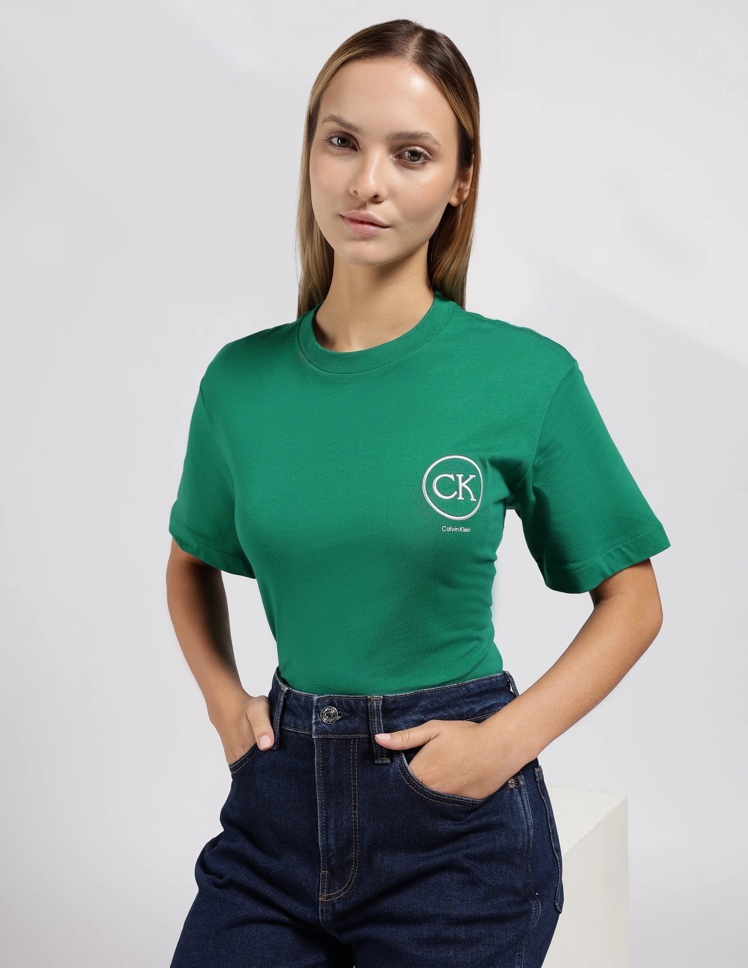 Buy Calvin Klein Jeans Embroidered Logo Relaxed Fit Cotton T-Shirt