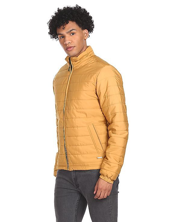 Aeropostale Men Gold Long Sleeve High Neck Jacket