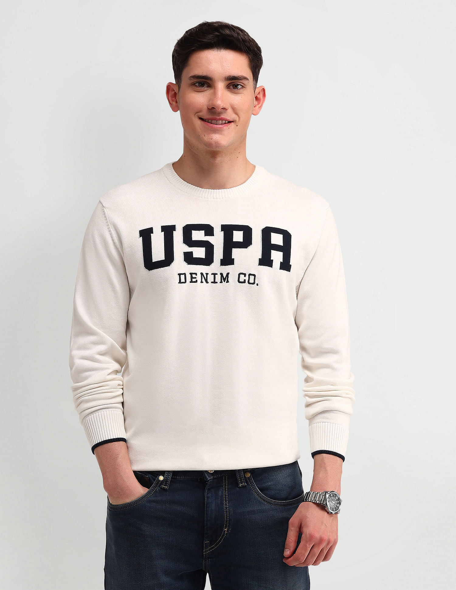 U.S. Polo Assn. Denim Co. Brand Printed Regular Fit Sweater