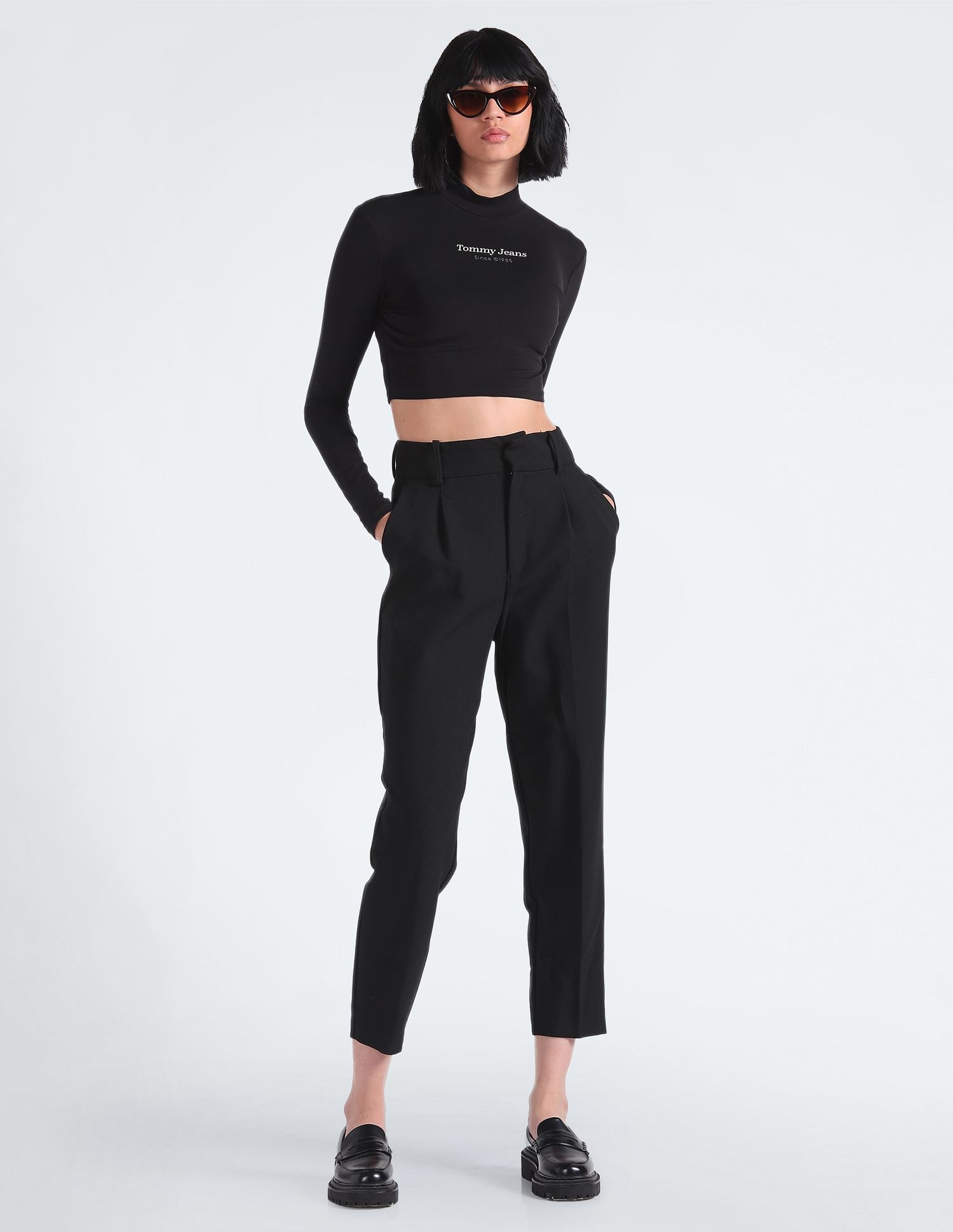 Tommy Hilfiger Cropped Mock Collar Top