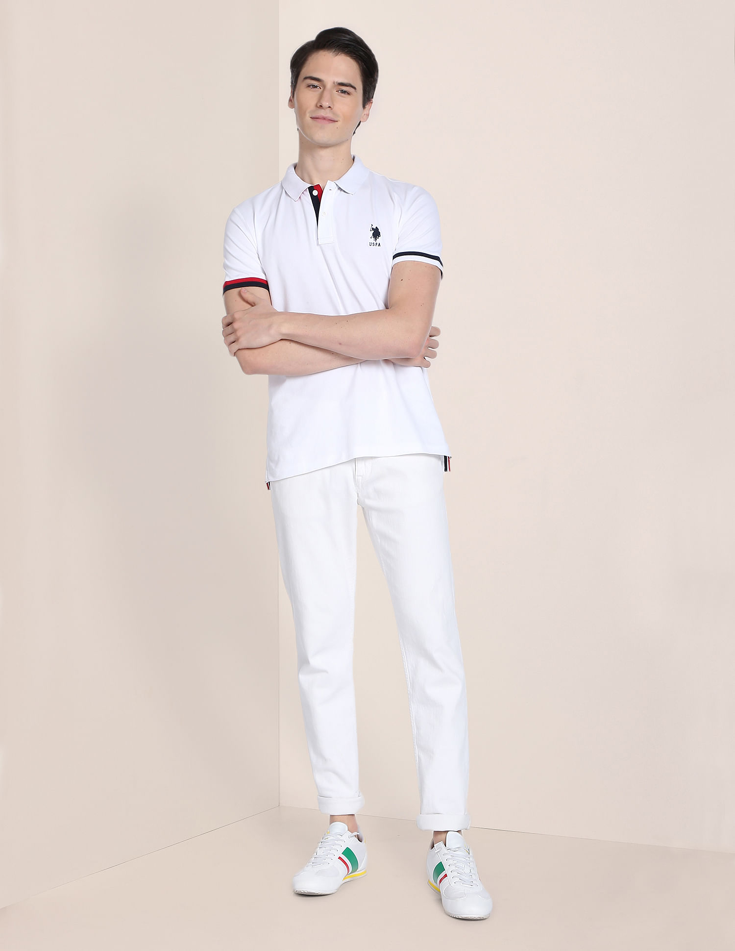 U.S. Polo Assn. Striped Hem Stretch Polo Shirt