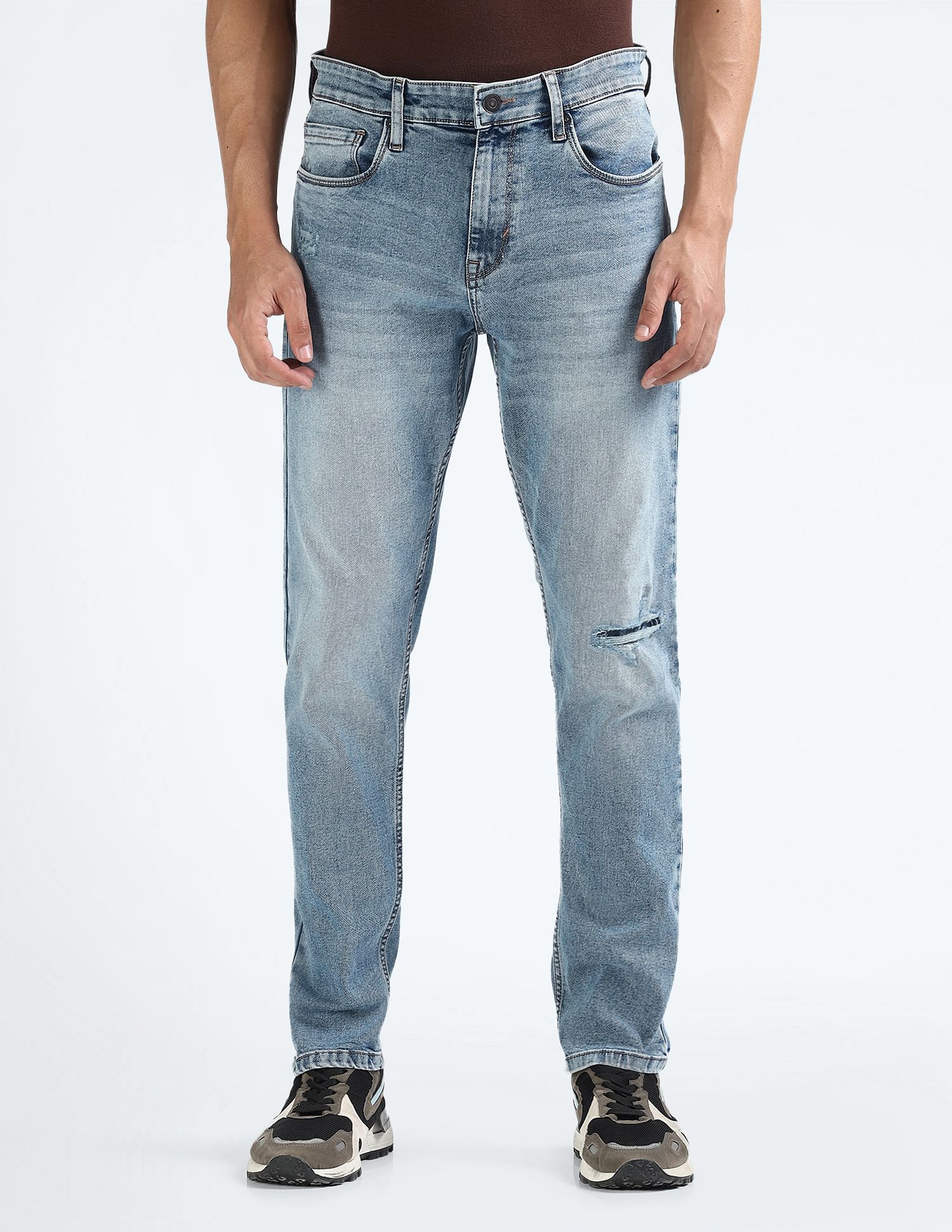 Flying Machine Lightly Distressed Slim Tapered Jeans