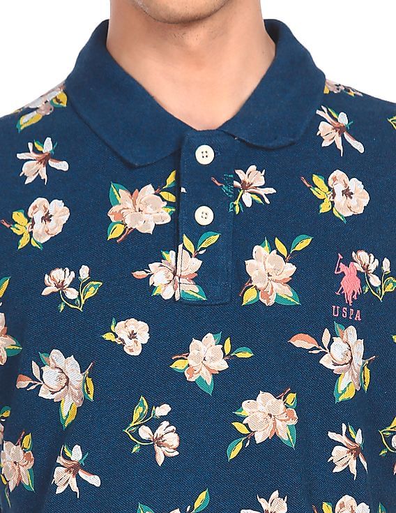 U.S. Polo Assn. Cotton Floral Print Polo Shirt