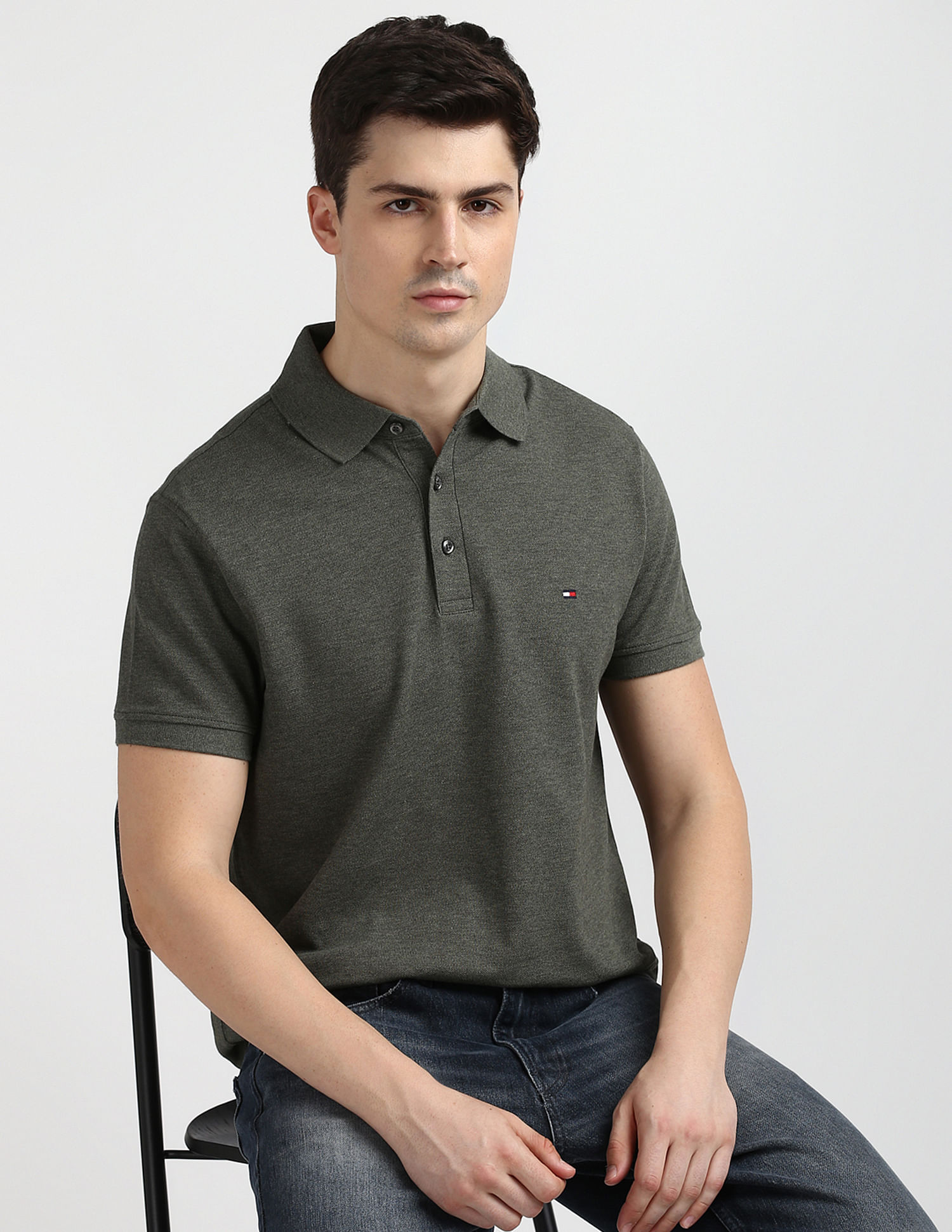 Tommy Hilfiger Slim Fit Heathered Polo Shirt