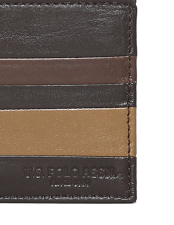 U.S. Polo Assn. Bi-Fold Striped Leather Wallet