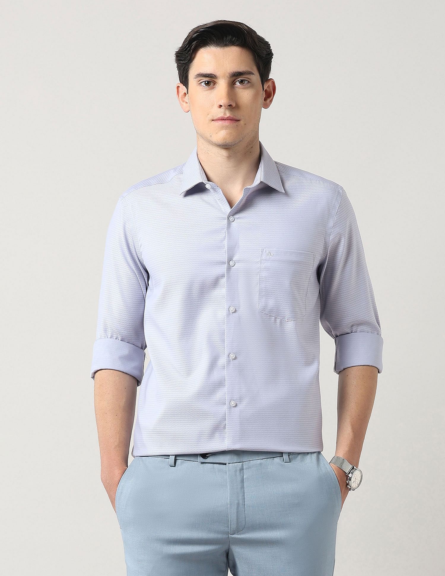Arrow Textured Cotton Autopress Shirt