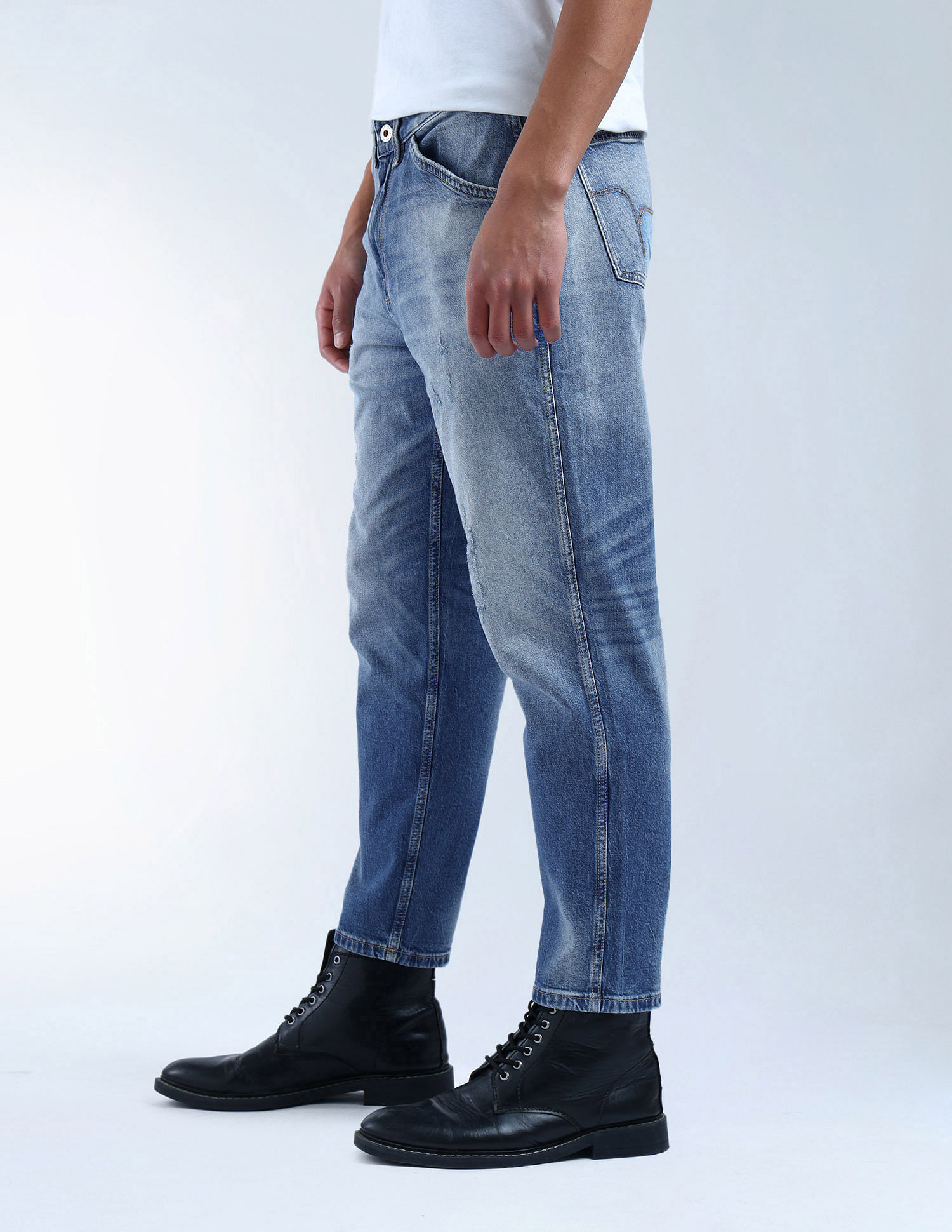 Flying Machine K-Crop Fit Lightly Distressed Jeans