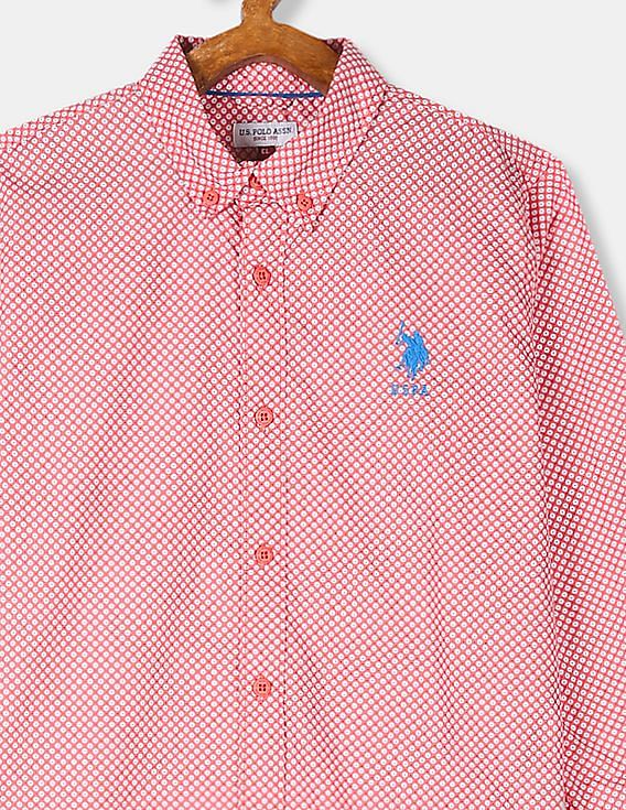 U.S. Polo Assn. Kids Boys Roll Up Sleeve Printed Shirt
