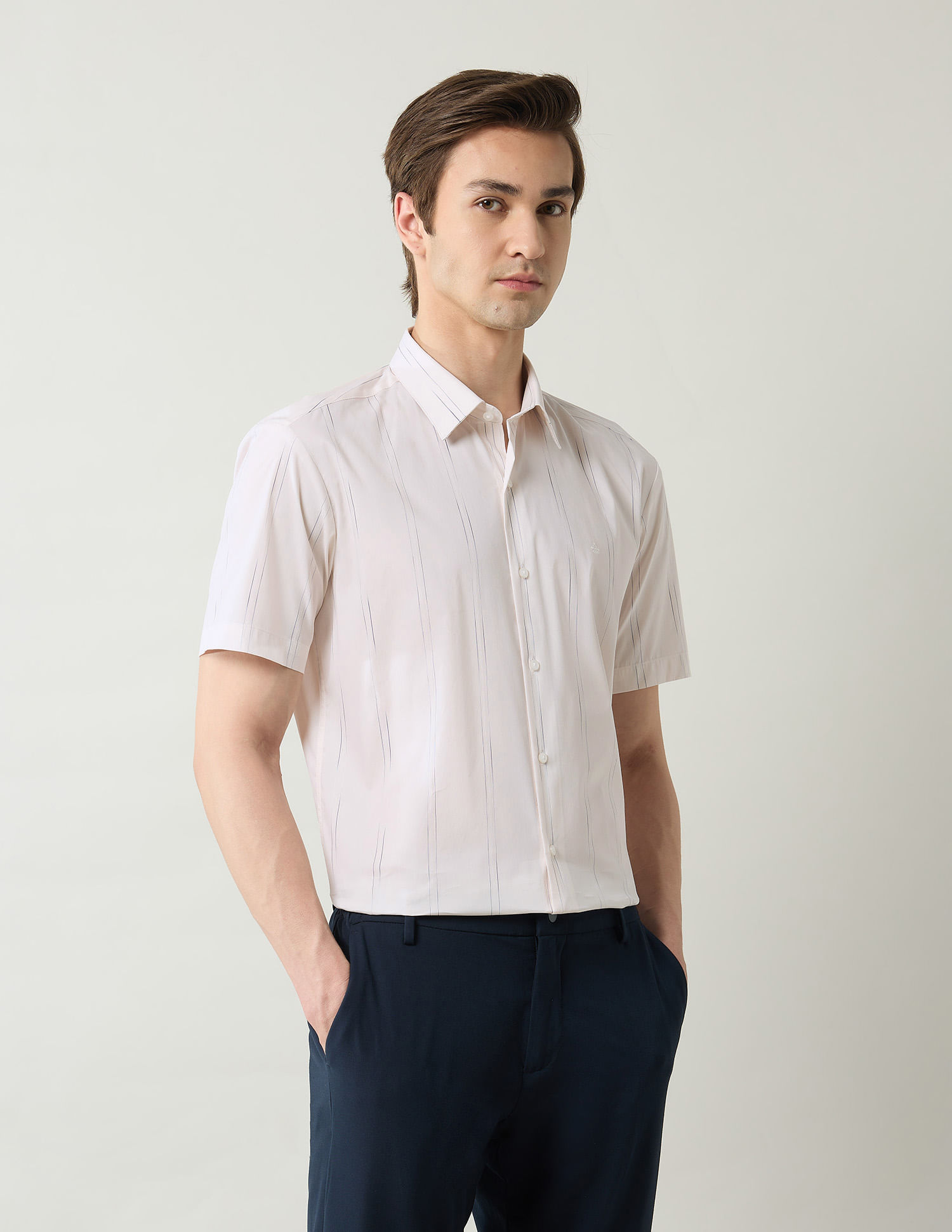 Arrow Newyork Pinstriped Slim Fit Shirt