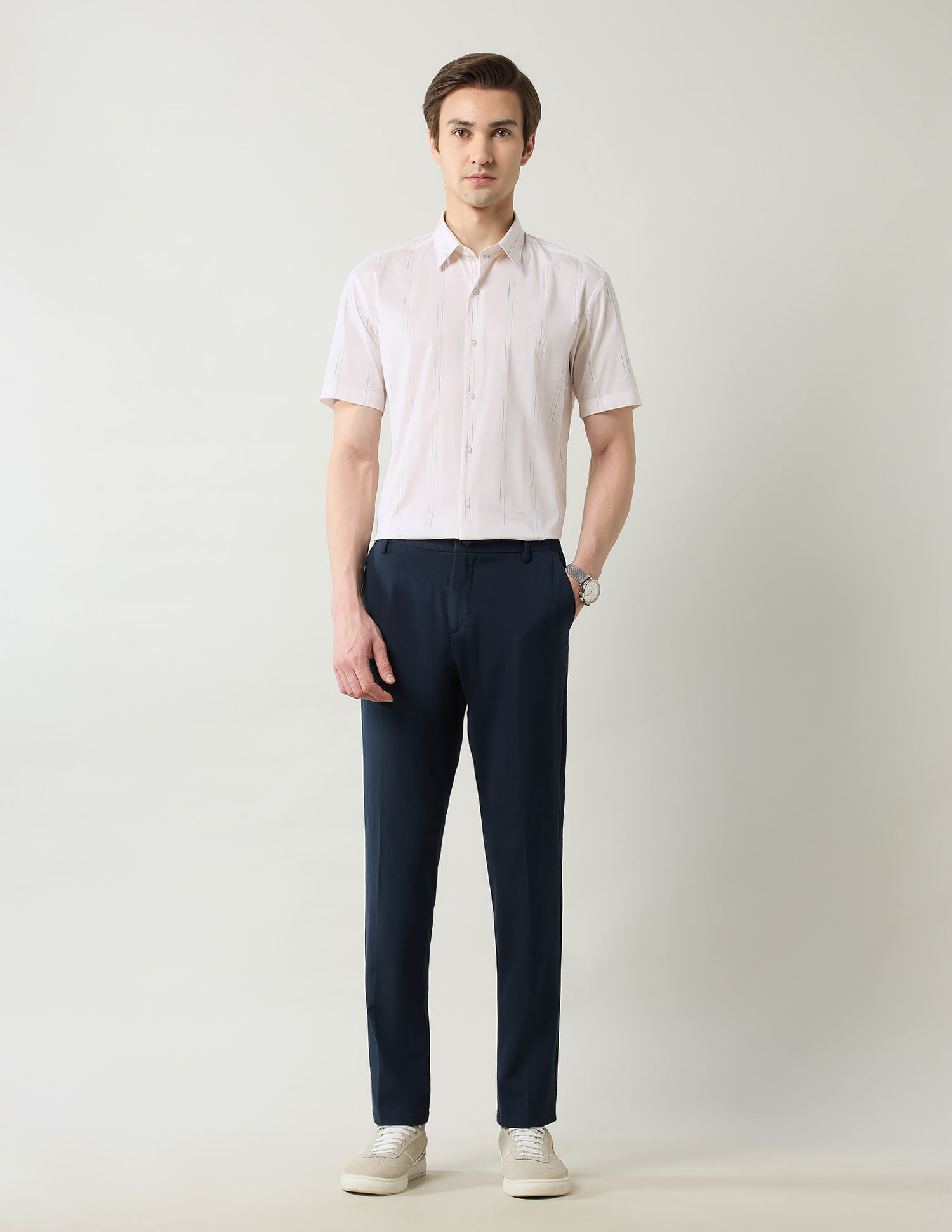 Arrow Newyork Pinstriped Slim Fit Shirt