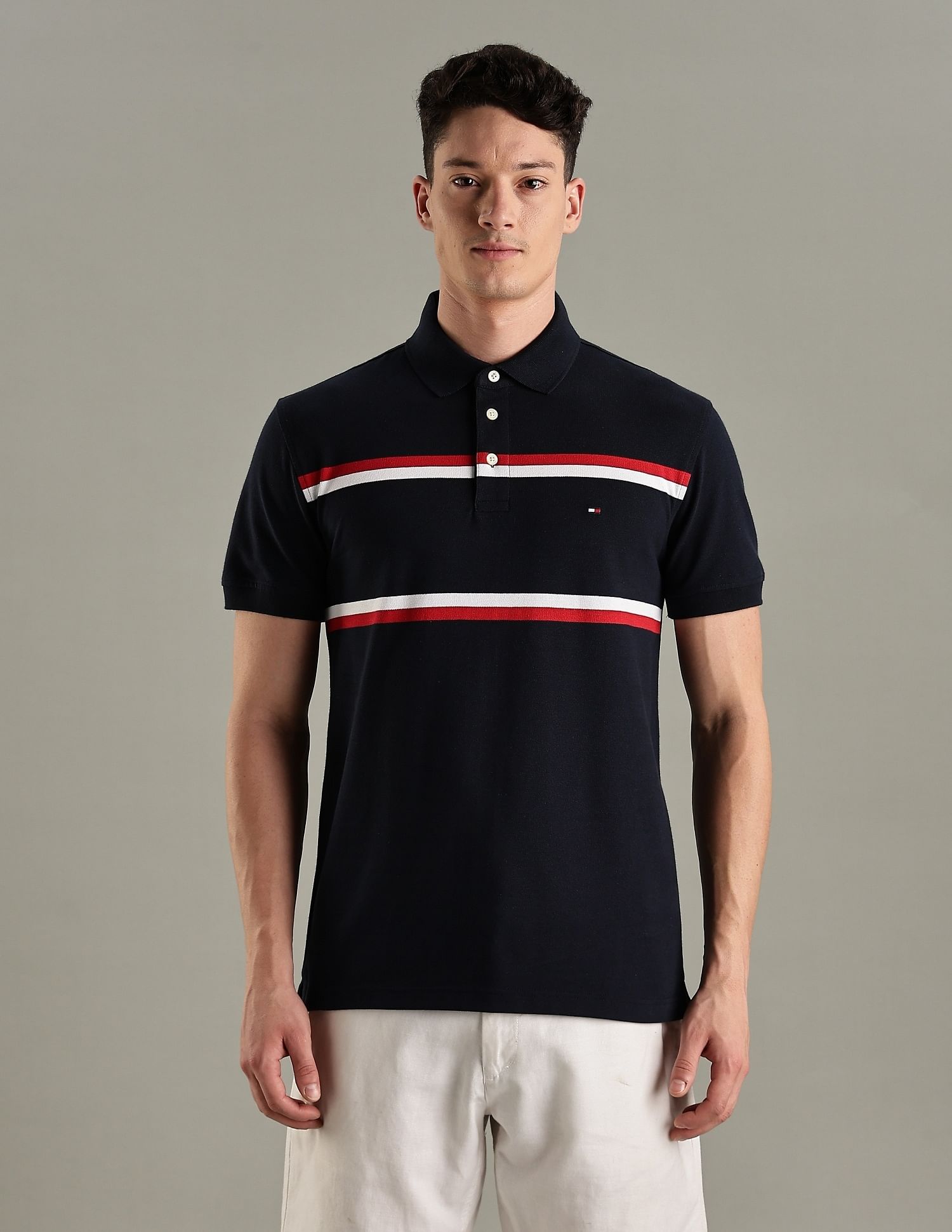 Tommy Hilfiger Striped Regular-Fit Cotton Polo T-Shirt