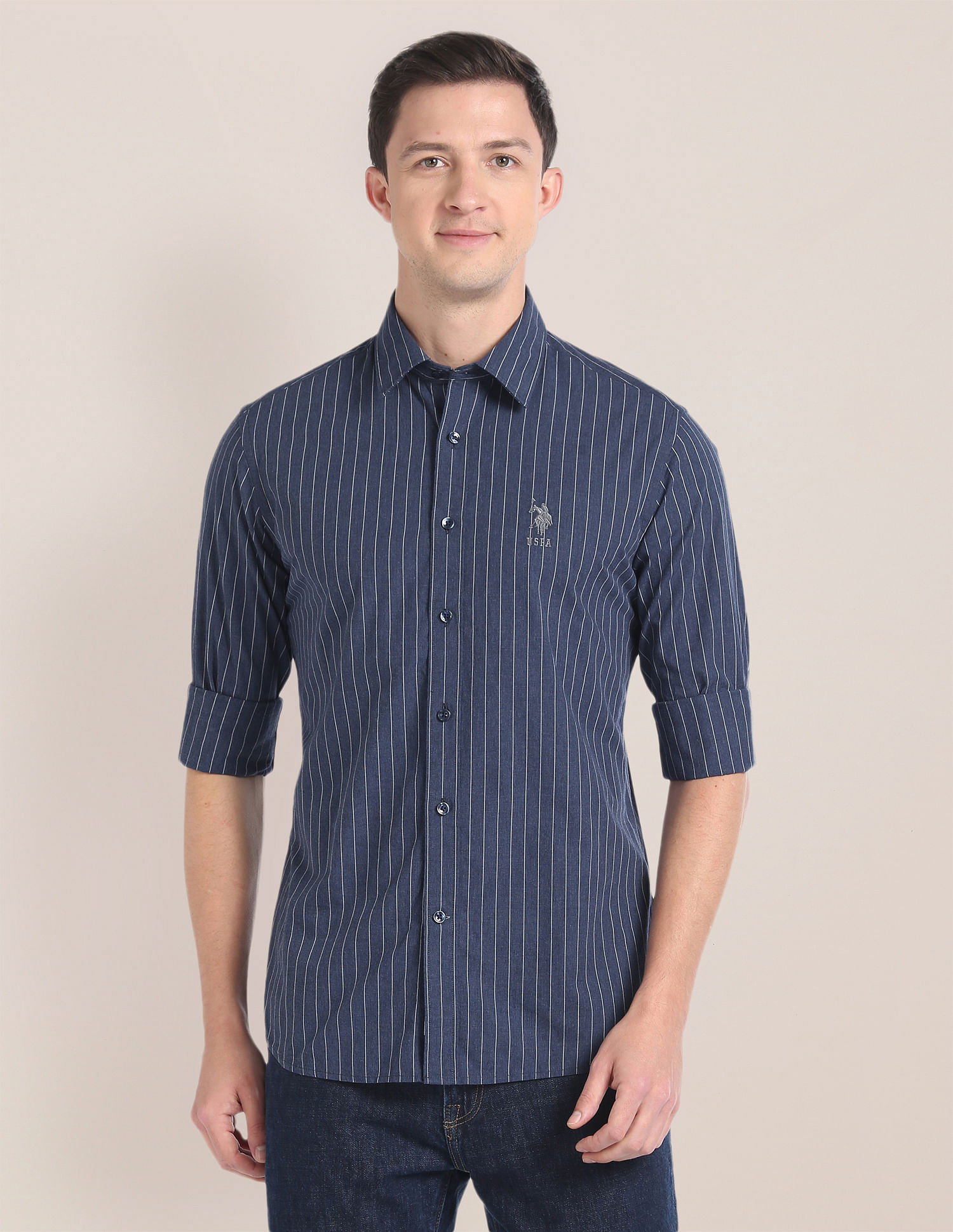 U.S. Polo Assn. Cotton Melange Vertical Stripe Shirt