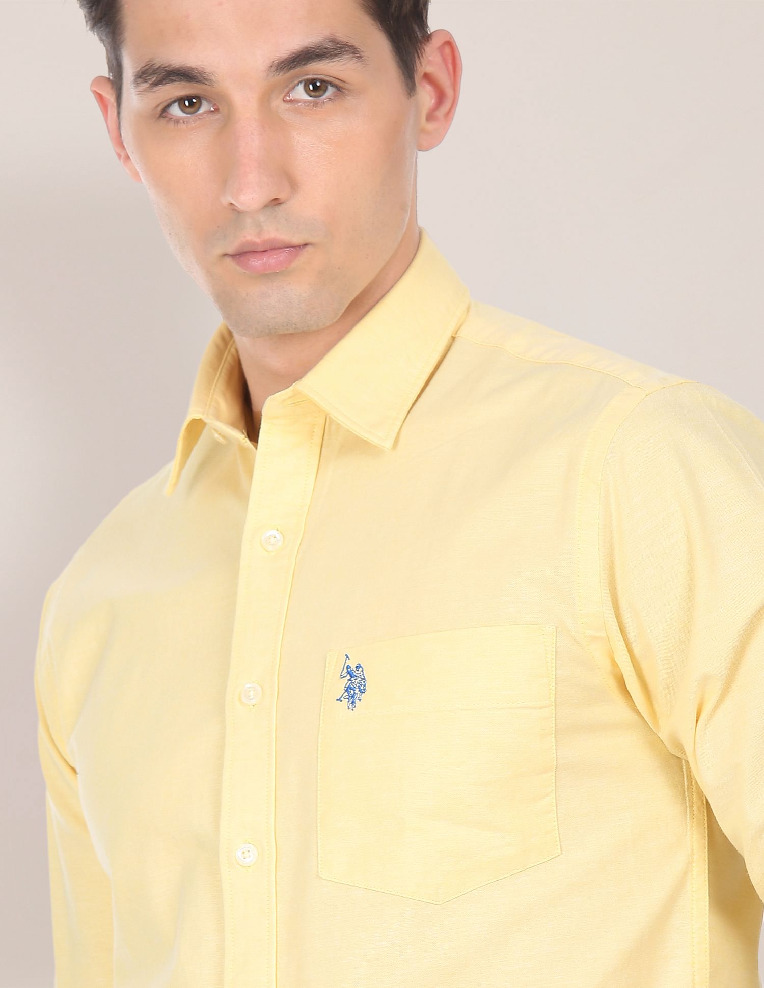 U.S. Polo Assn. Spread Collar Solid Casual Shirt
