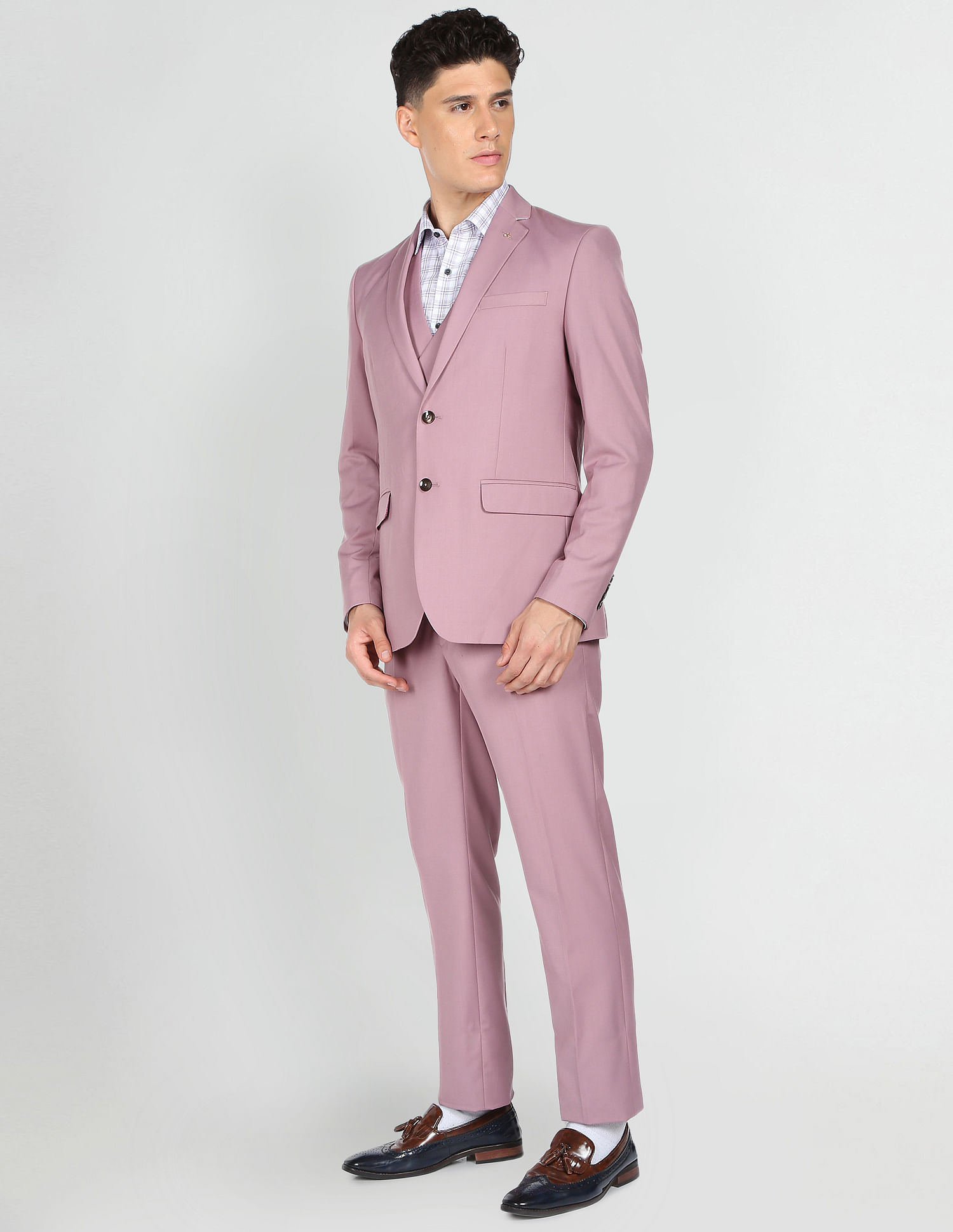 Buy Arrow Tailored Regular Fit Three Piece Suit 