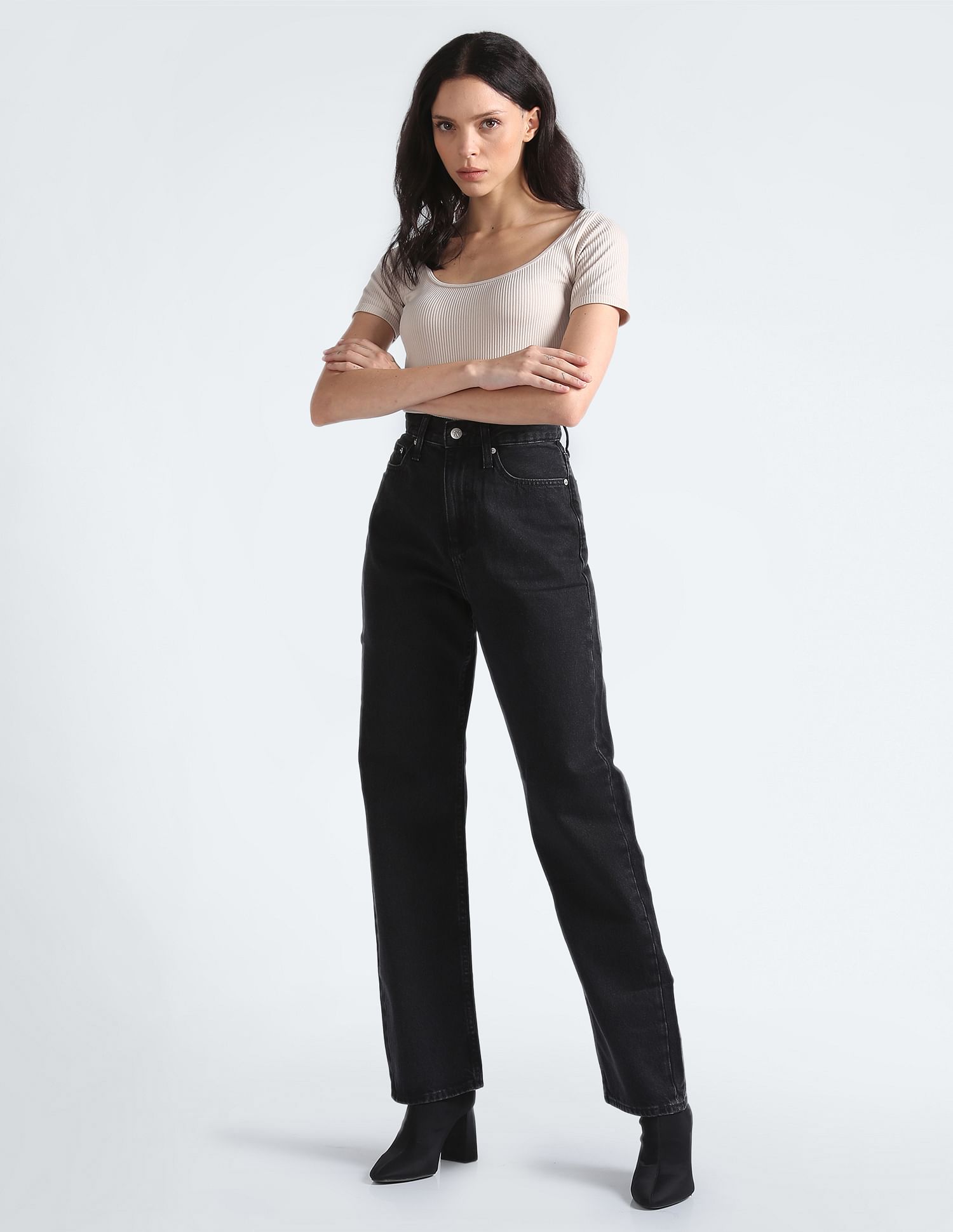 Calvin Klein High Rise Straight Fit Jeans