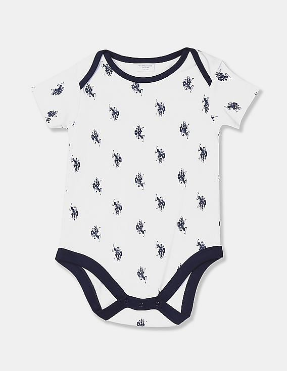U.S. Polo Assn. Kids Baby White And Navy Short Sleeve Bodysuit - Pack Of 2
