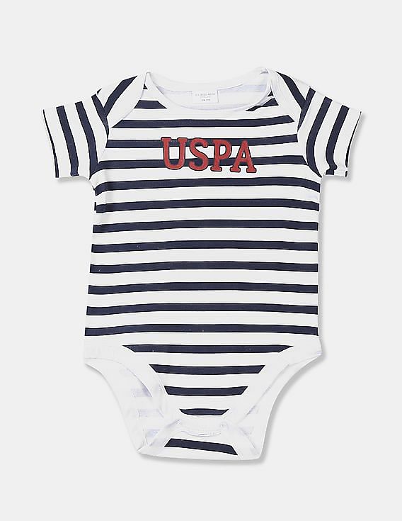 U.S. Polo Assn. Kids Baby White And Navy Short Sleeve Bodysuit - Pack Of 2