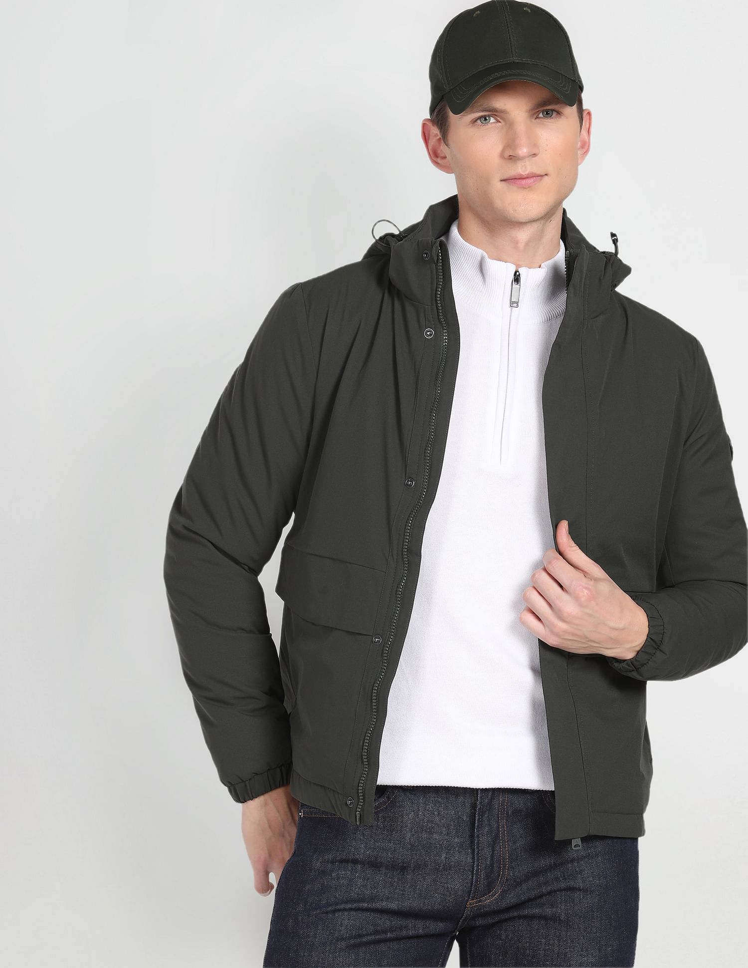 Arrow Sports Solid Hooded Jacket