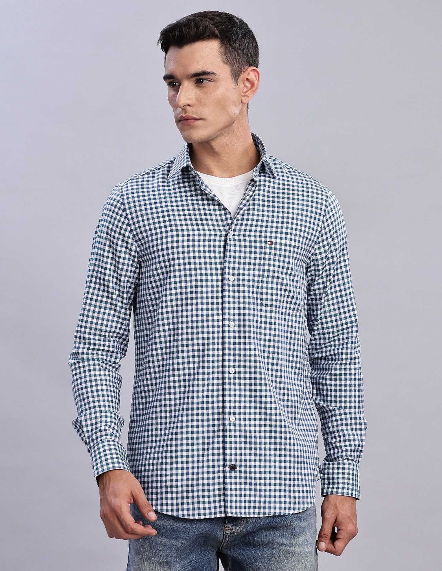 Tommy Hilfiger Checked Regular Fit Plain Woven Shirt