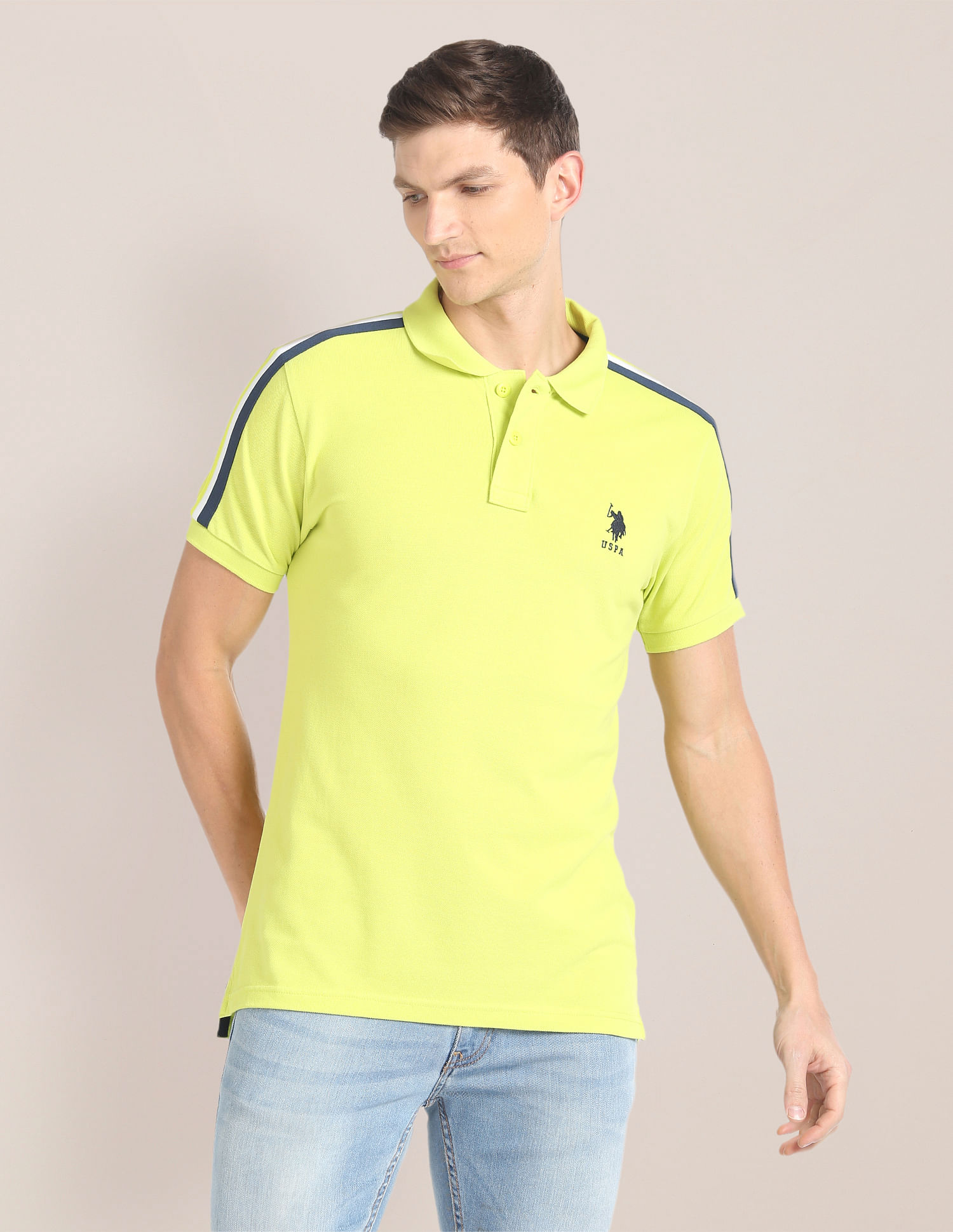 U.S. Polo Assn. Striped Tape Solid Pure Cotton Polo Shirt