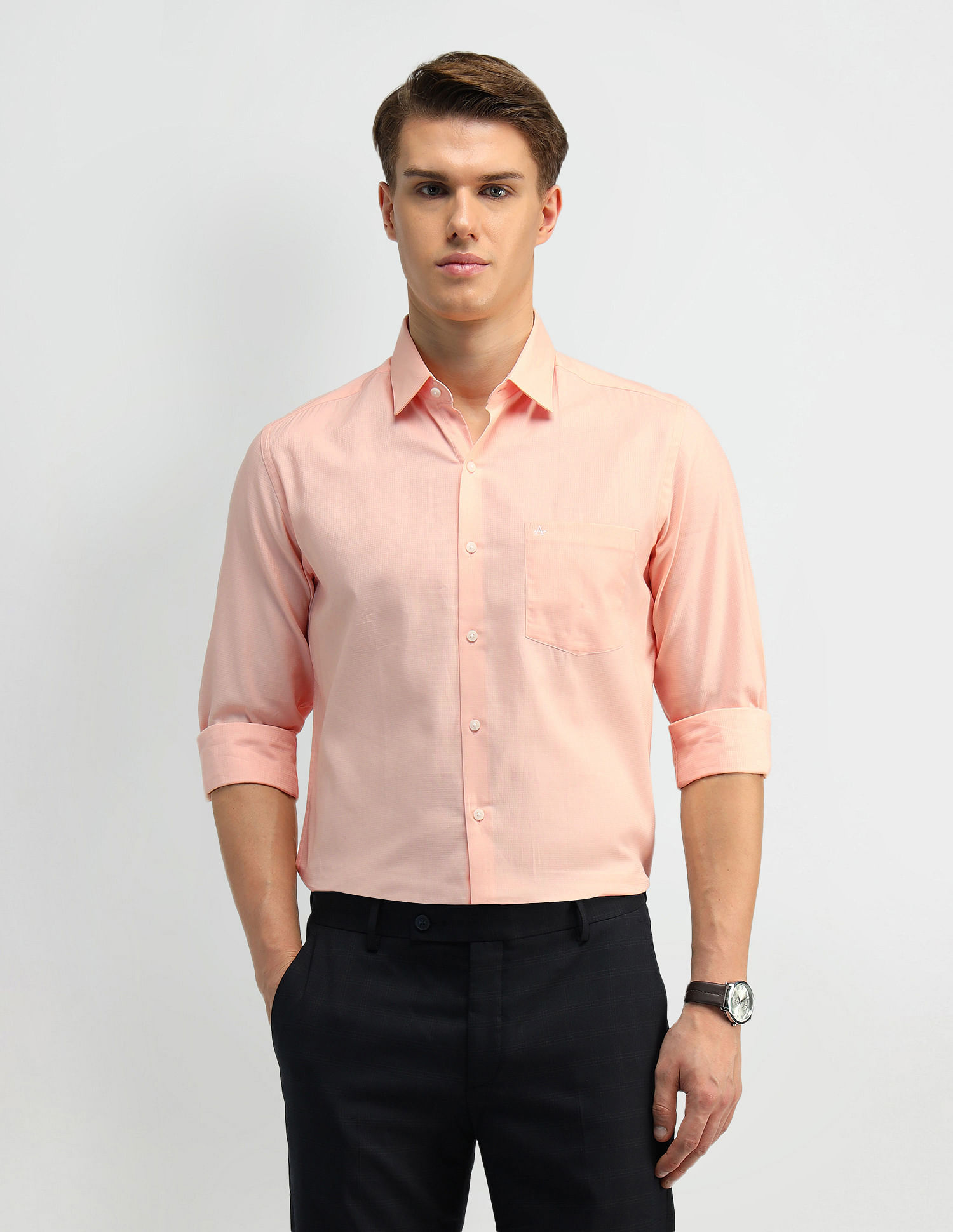 Arrow Solid Manhattan Slim Fit Shirt