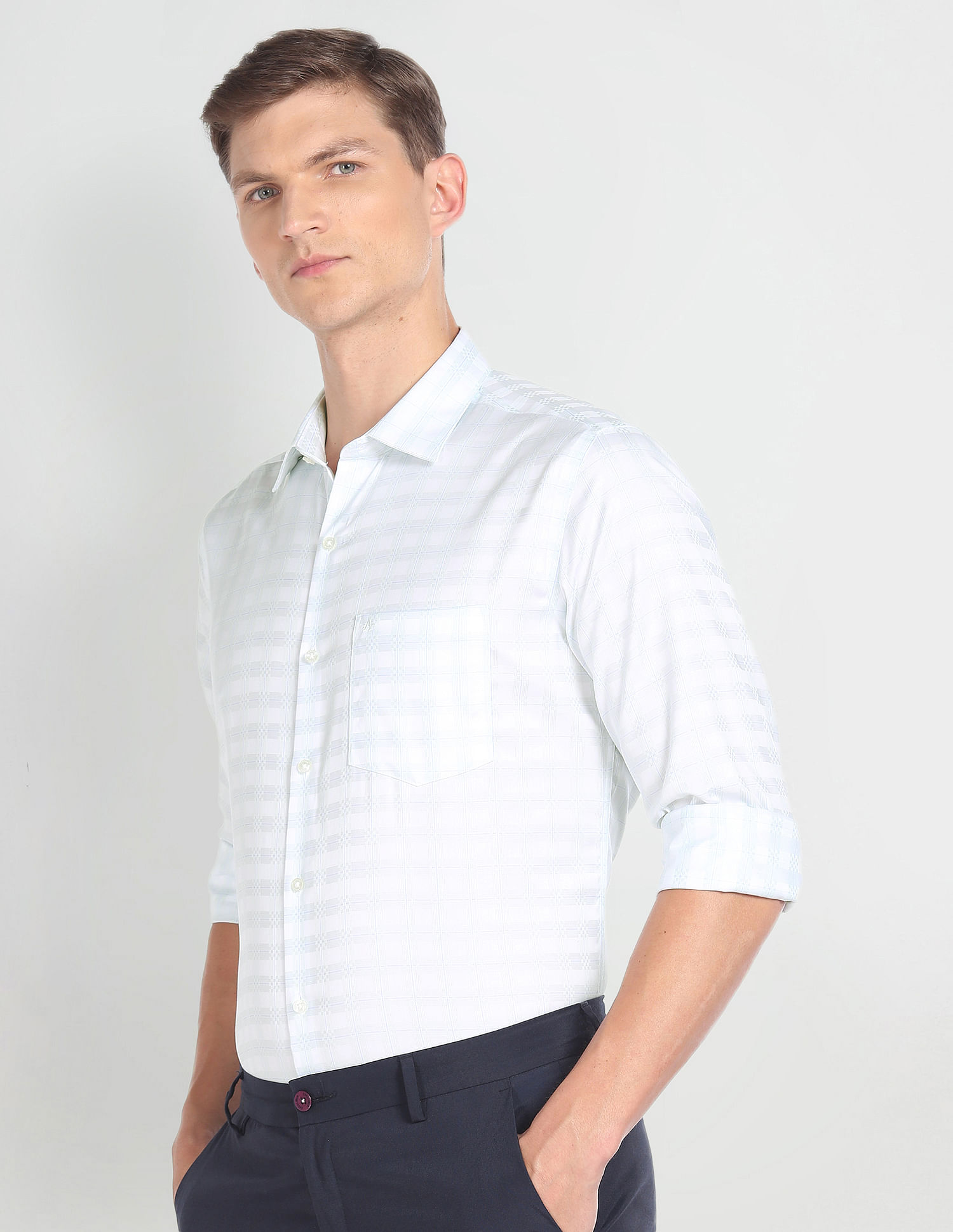 Arrow Tartan Check Slim Fit Auto Press Shirt