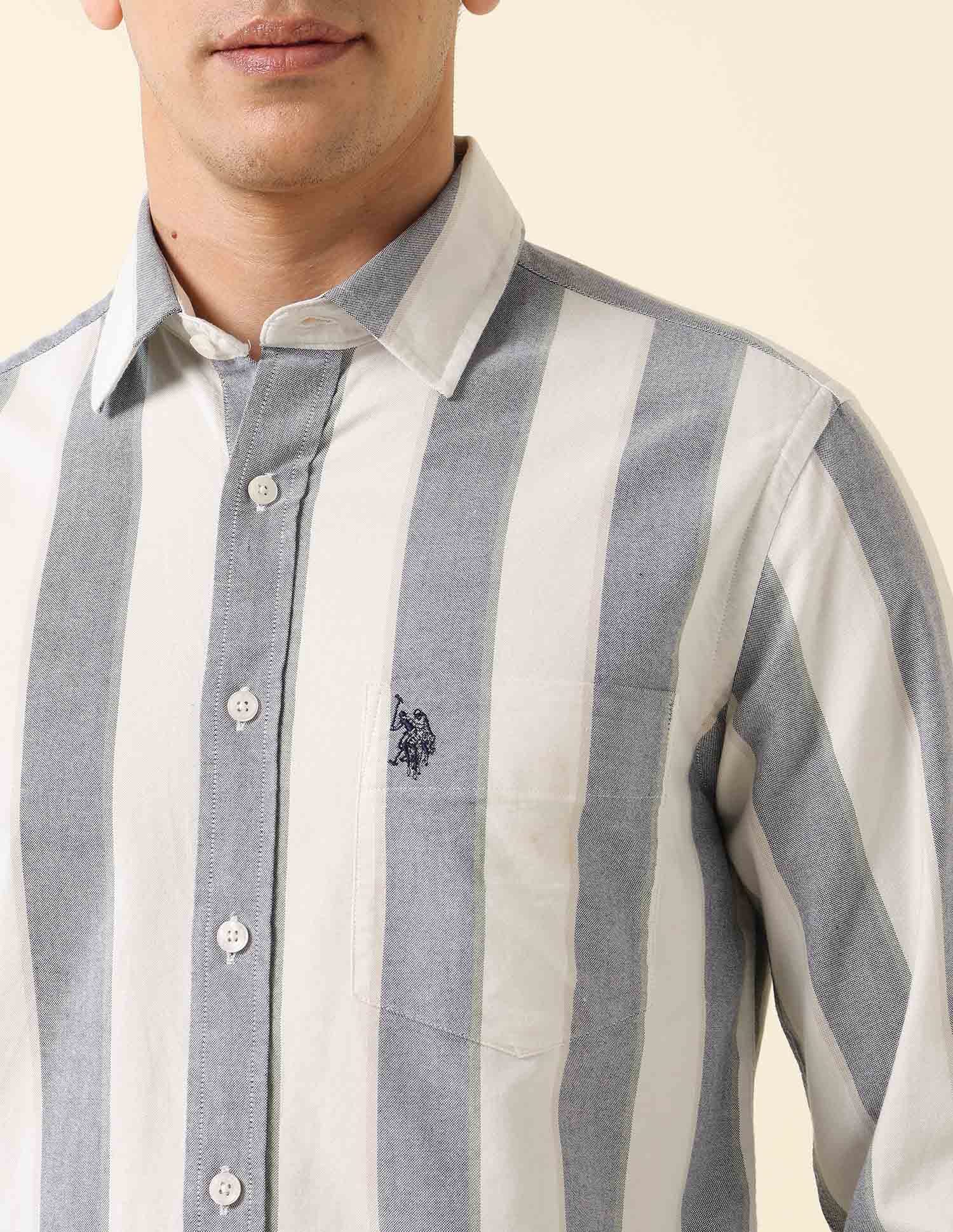 Buy U.S. Polo Assn. Pure Cotton Vertical Striped Shirt - NNNOW.com