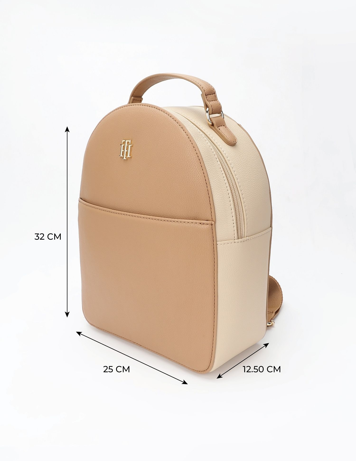 Tommy Hilfiger Colorblock Beige Cotton Backpack