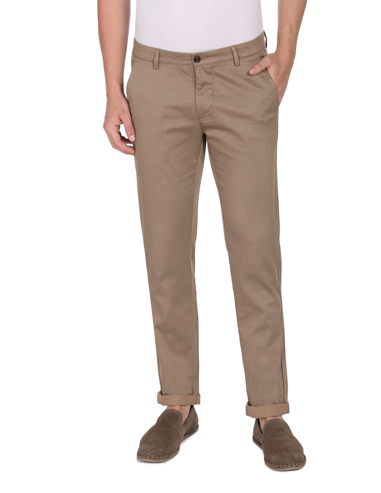 Buy Indian Terrain Mens Slim Fit Casual Trousers ITMTR00407Tan30 at  Amazonin