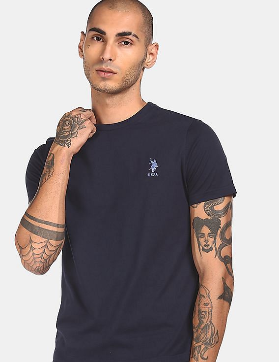 USPA Innerwear Men Navy I633 Comfort Fit Solid Cotton T-Shirt - Pack Of 1