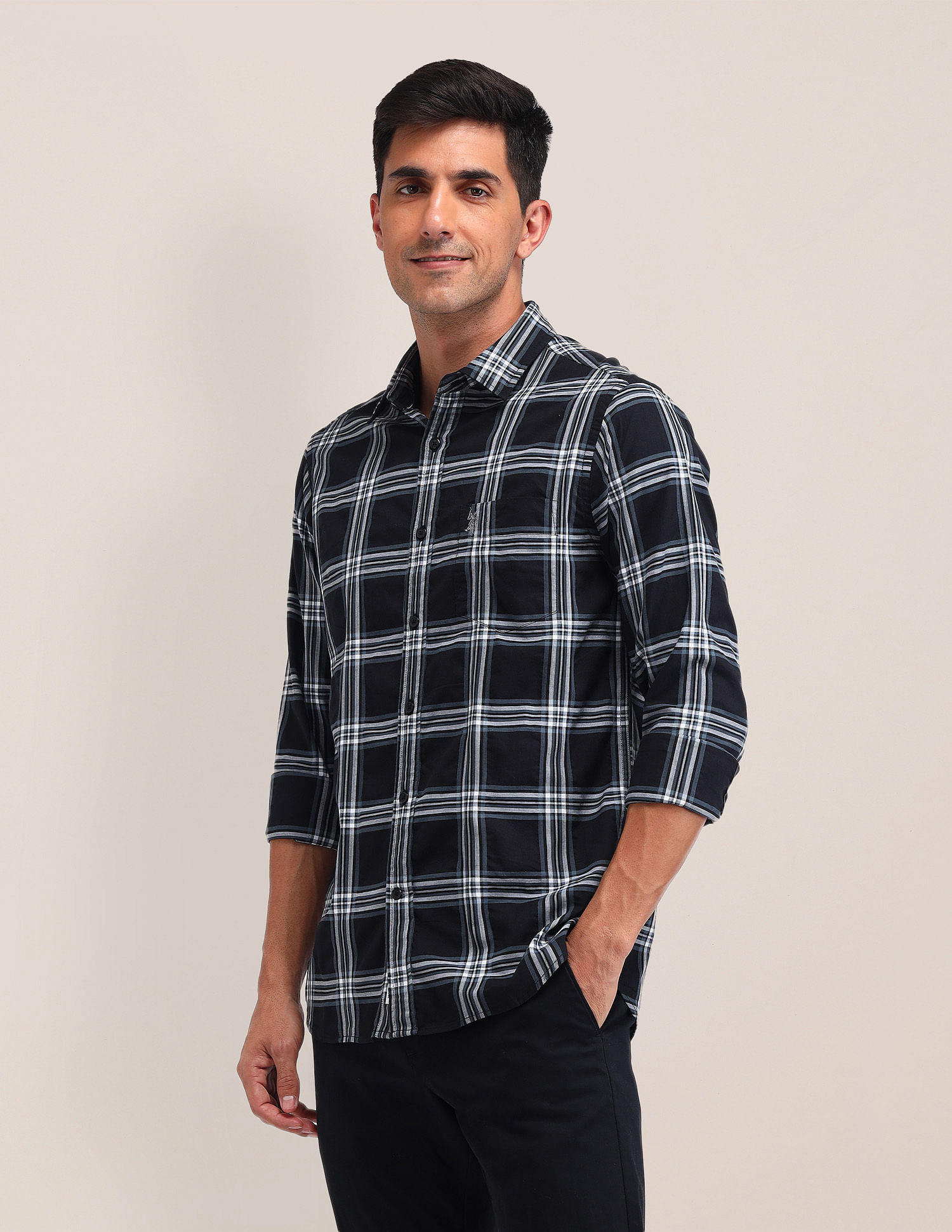 U.S. Polo Assn. Dupplin Check Printed Regular Fit Shirt