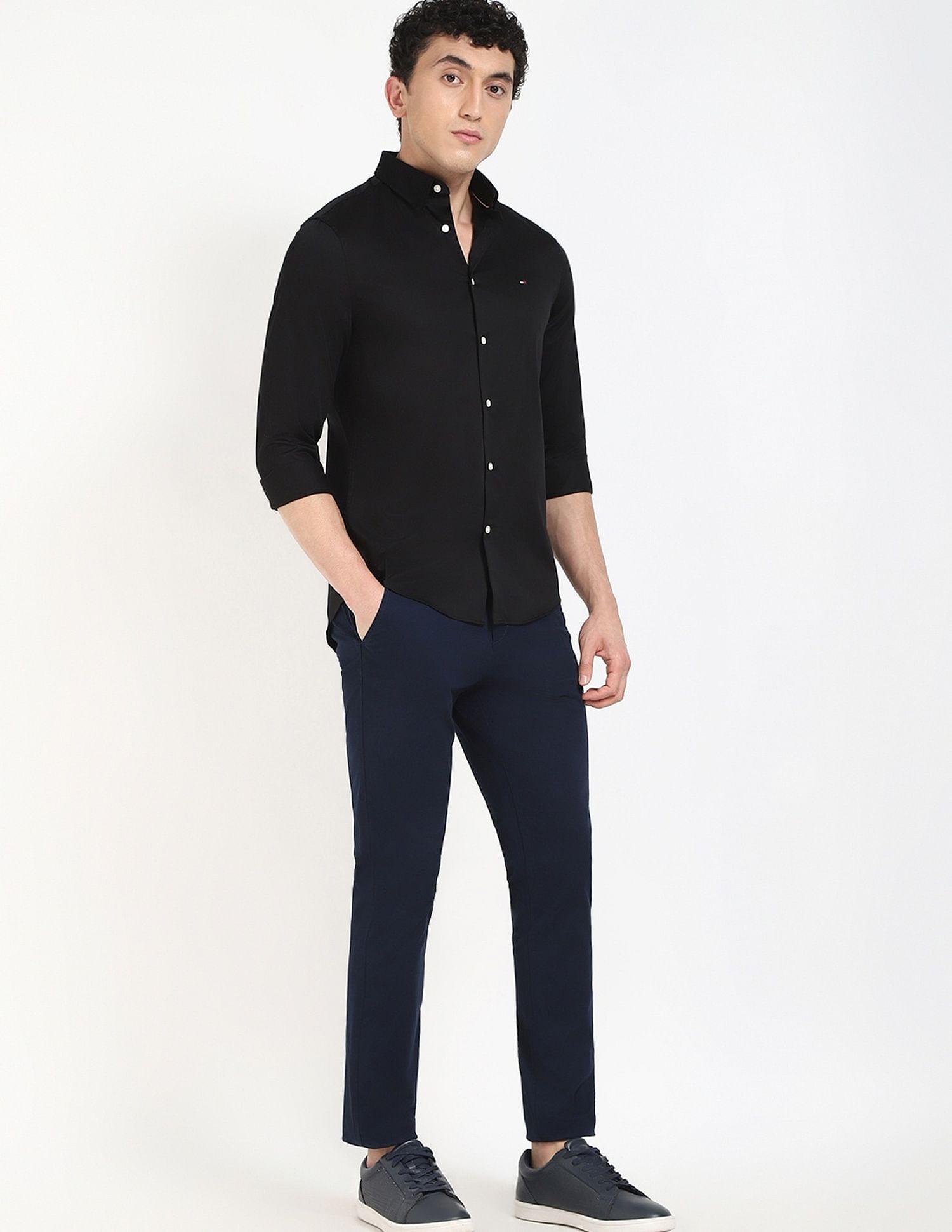 Tommy Hilfiger Solid Slim-Fit Satin Woven Shirt